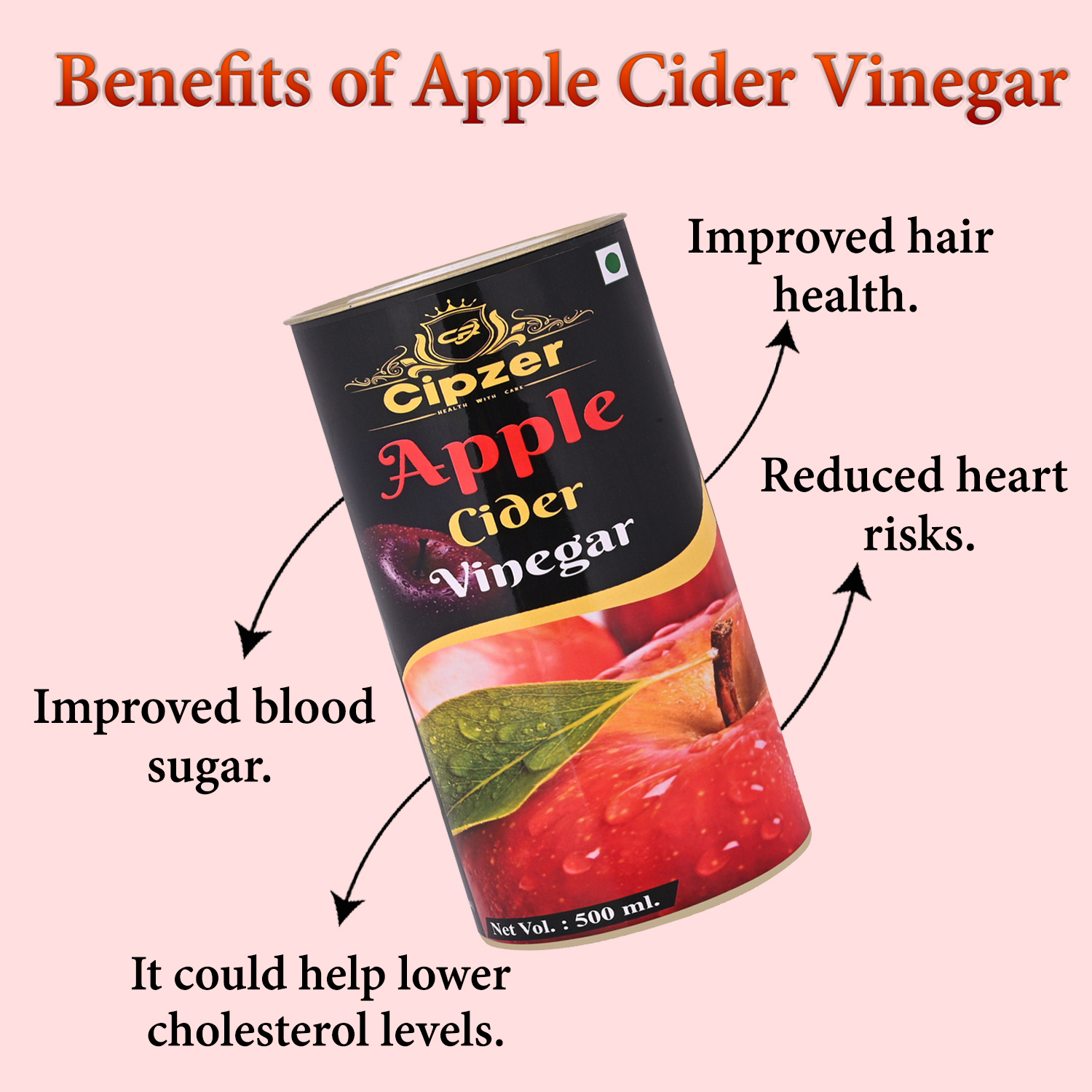 CIPZER  Apple Cider Vinegar | Helps to cure common cold(Pack of 1)-500 ml image