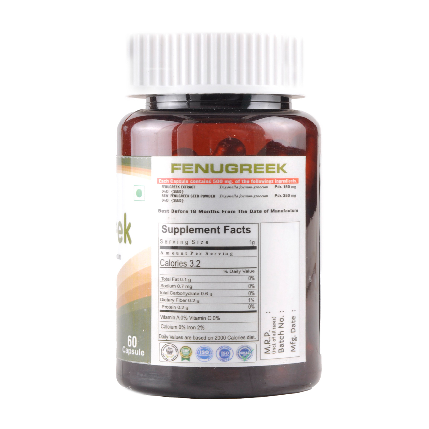 Cipzer Fenugreek Capsule|Balances  cholesterol level|Maintains  liver and kidney health(Pack of 1)-60 capsules image