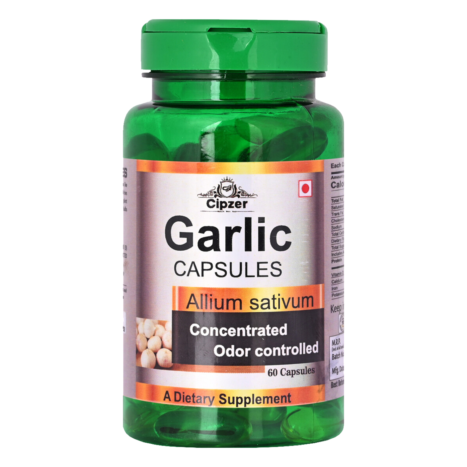 Cipzer Garlic Softgel Capsule|Helps to  reduce blood pressure(Pack of 1 )-60 capsules image