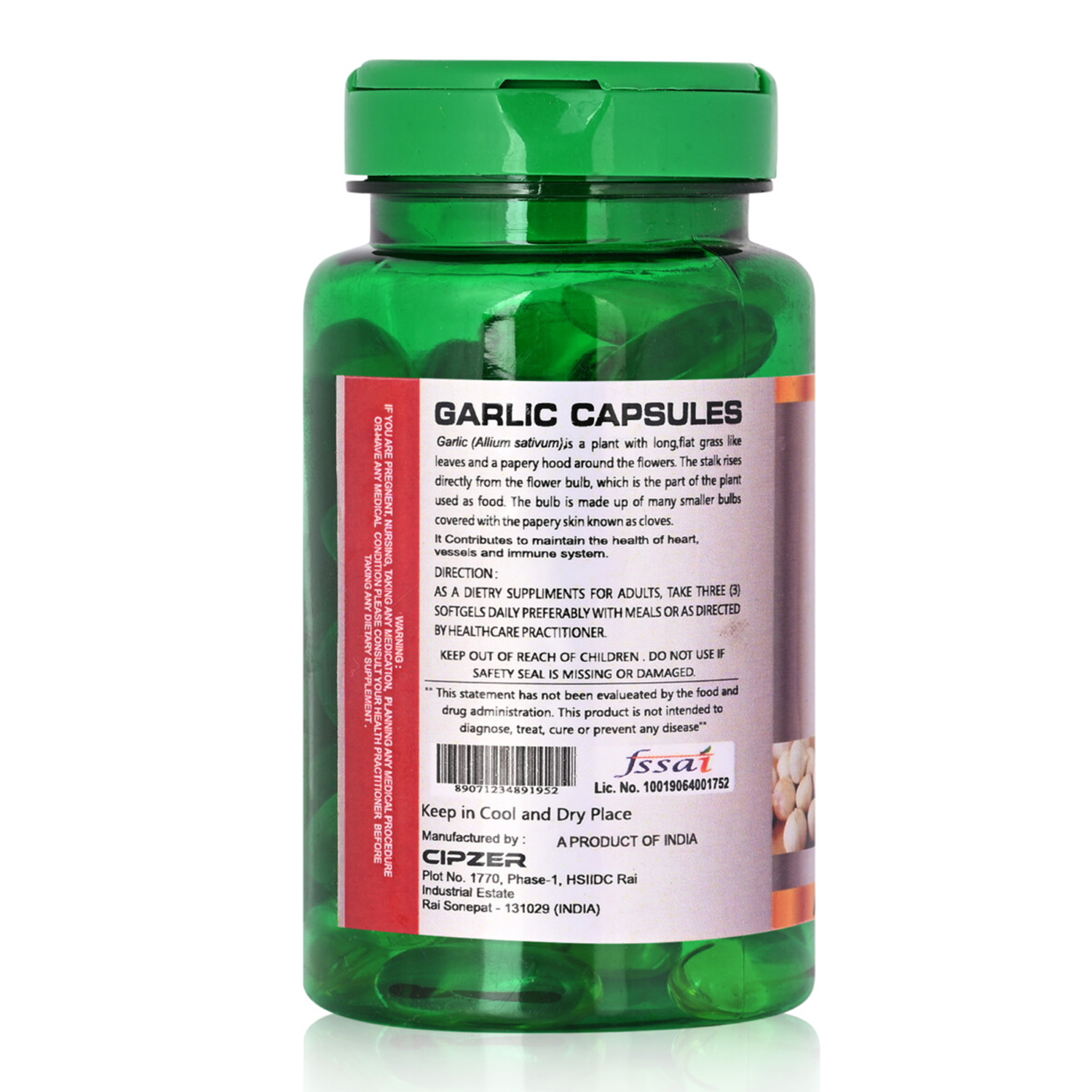 Cipzer Garlic Softgel Capsule|Helps to  reduce blood pressure(Pack of 1 )-60 capsules image