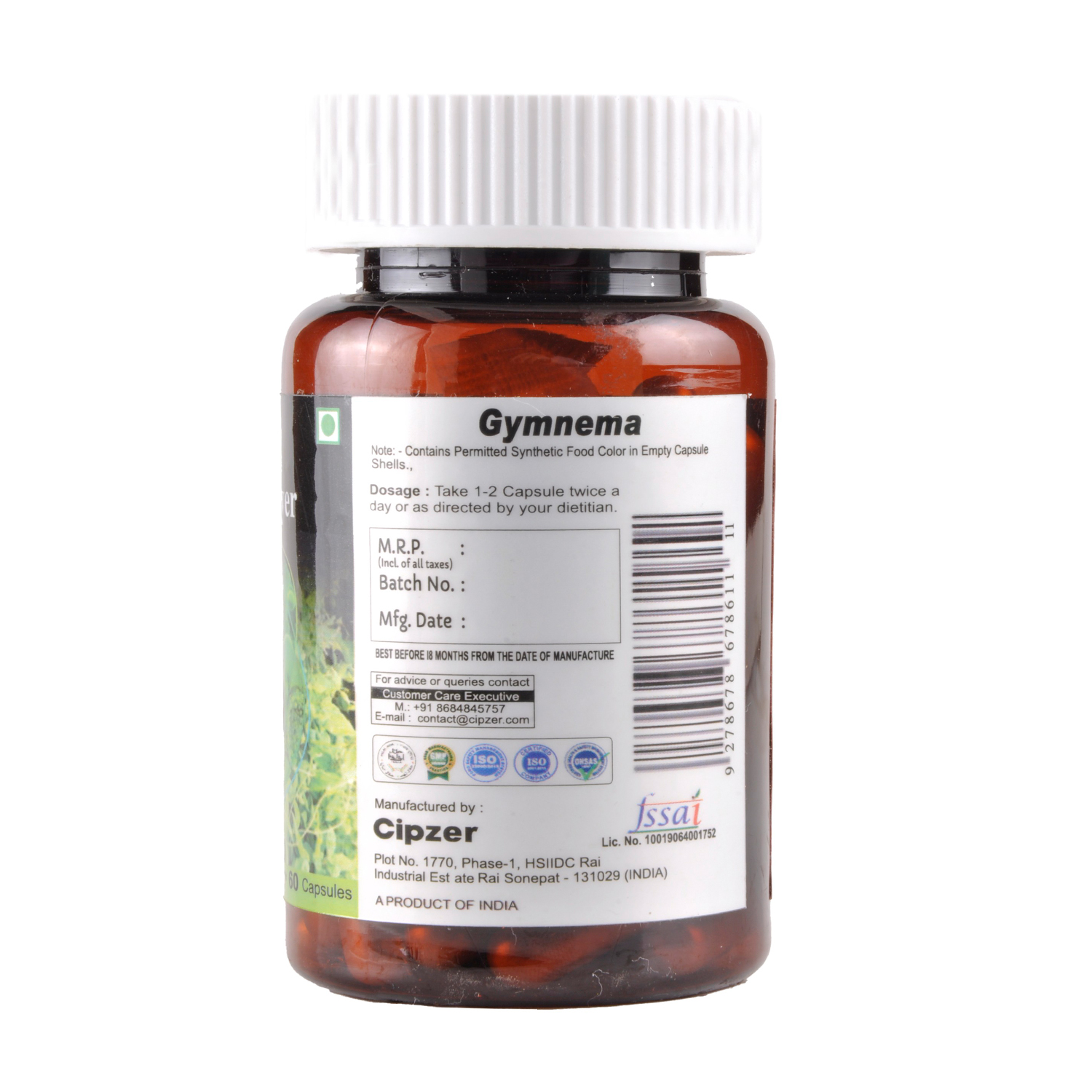 Cipzer Gymnema Capsule |Helps to maintain healthy blood sugar levels and reduces inflammation(Pack of 1)-60 Capsule image