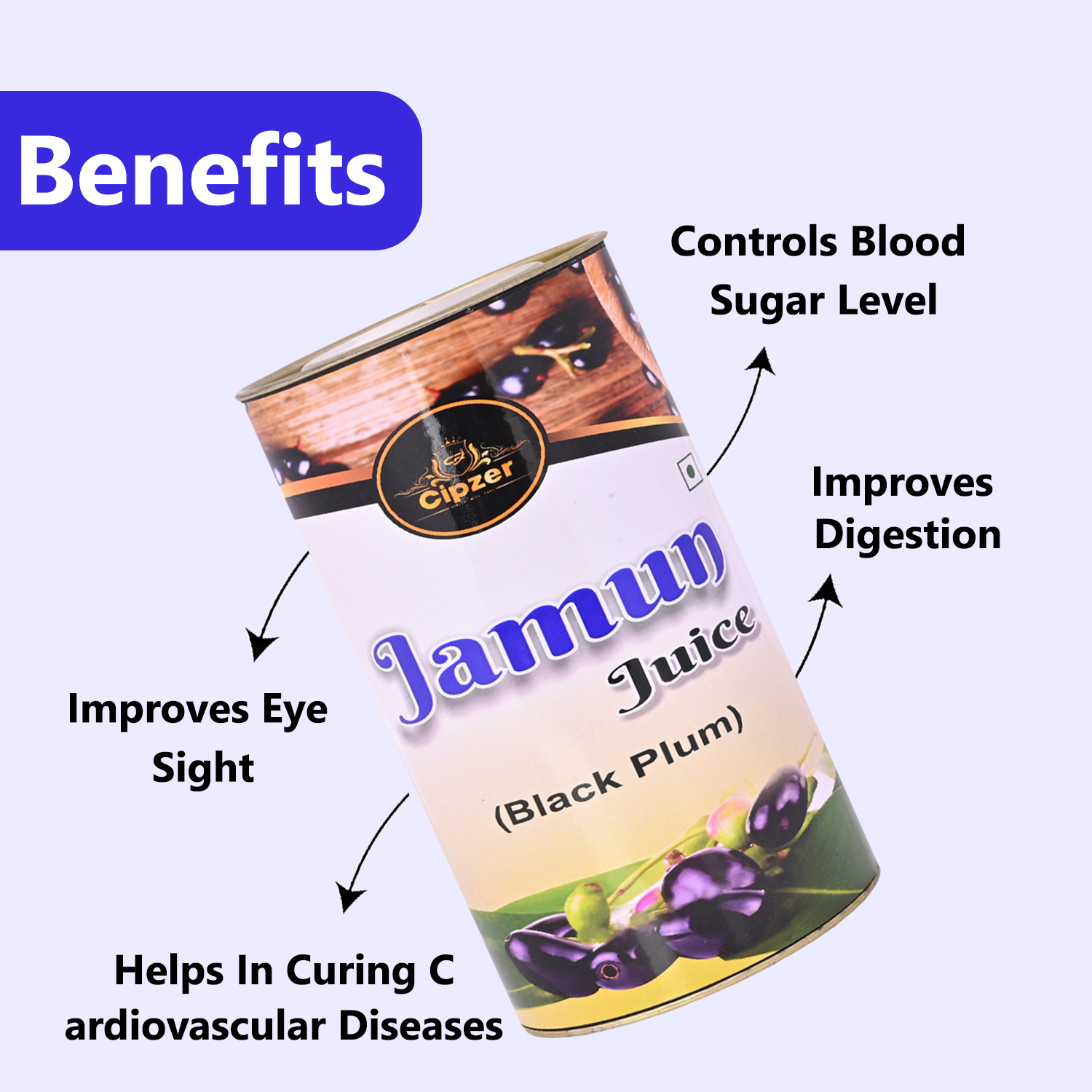 Cipzer Jamun juice | Organically farmed Jamun juice helps  to keep you heart and body healthy(Pack of 1)-500ml image