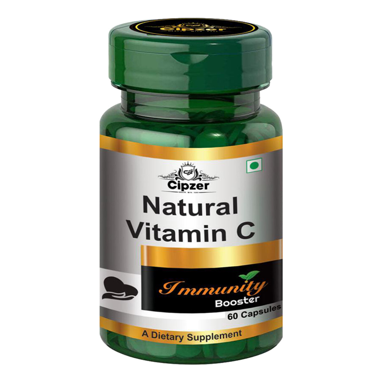 Cipzer Natural Vitamin C Capsule|Provides body with natural vitamin C|Enhances immunity system(Pack of 1)-60 Capsules image