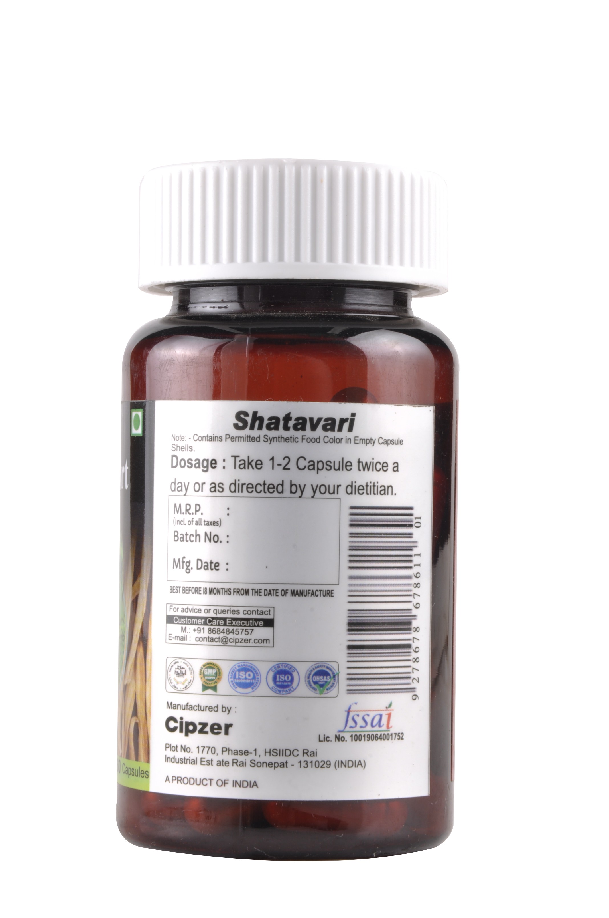 Cipzer Shatavari Capule | Shatavari has the ability to help support fertility and vitality in women(Pack of 1)-60 Capsules image