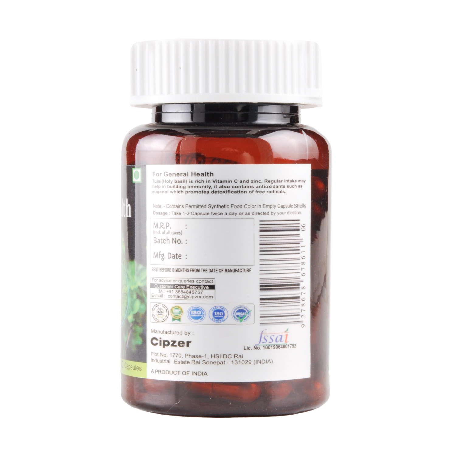 Cipzer Tulsi Capsule | Tulsi Capsule supports digestive functions, boosts energy and improves the immune system(Pack of 1)-60 Capsules image