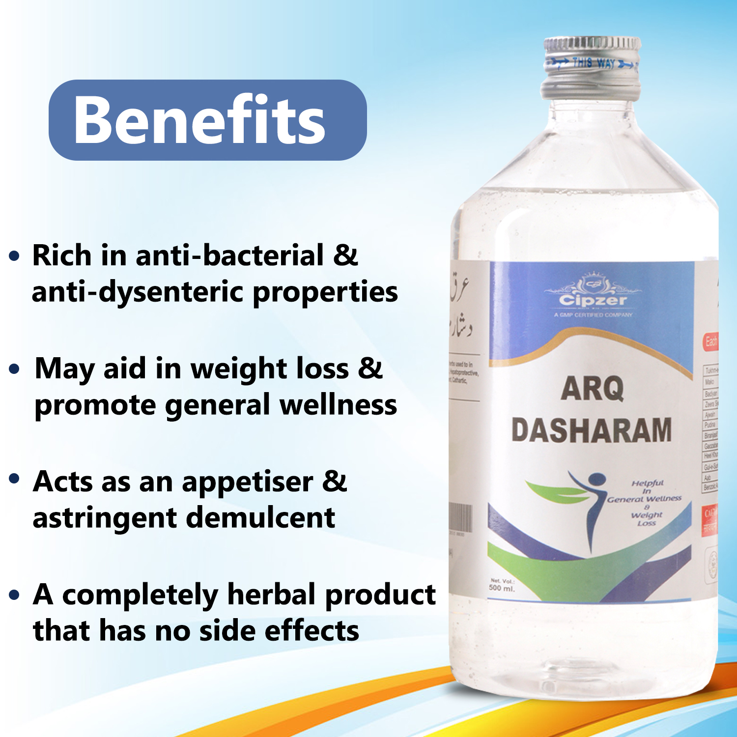 Cipzer Arq Dasharam|Helpful In General Wellness And Weight Loss (Pack of 1)-500 ml image