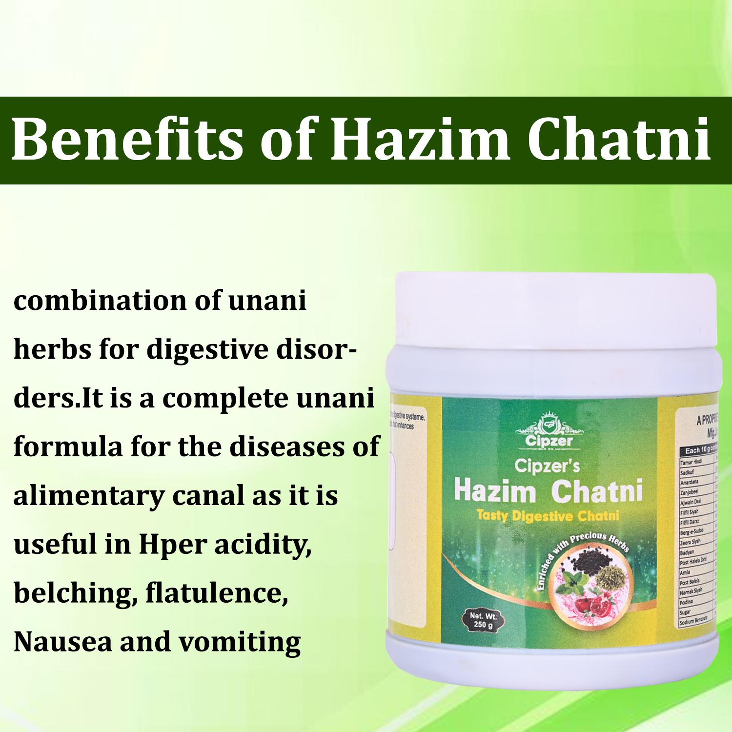 Cipzer Hazim Chatni | Cipzer’s hazim chatni is a tasty, digestive chatni that enhances the digestive system(Pack of 1)-250gm image