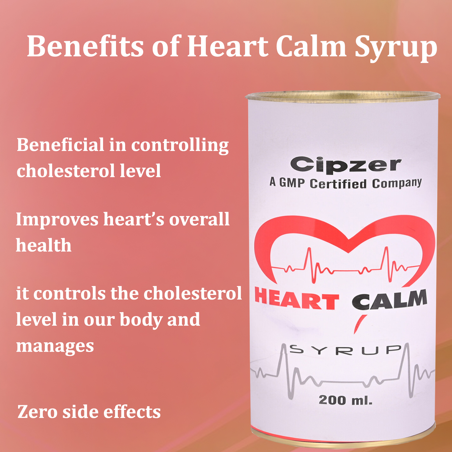 Cipzer Heart Calm Syrup|Beneficial in controlling cholesterol level(Pack of 1)-500 ml image