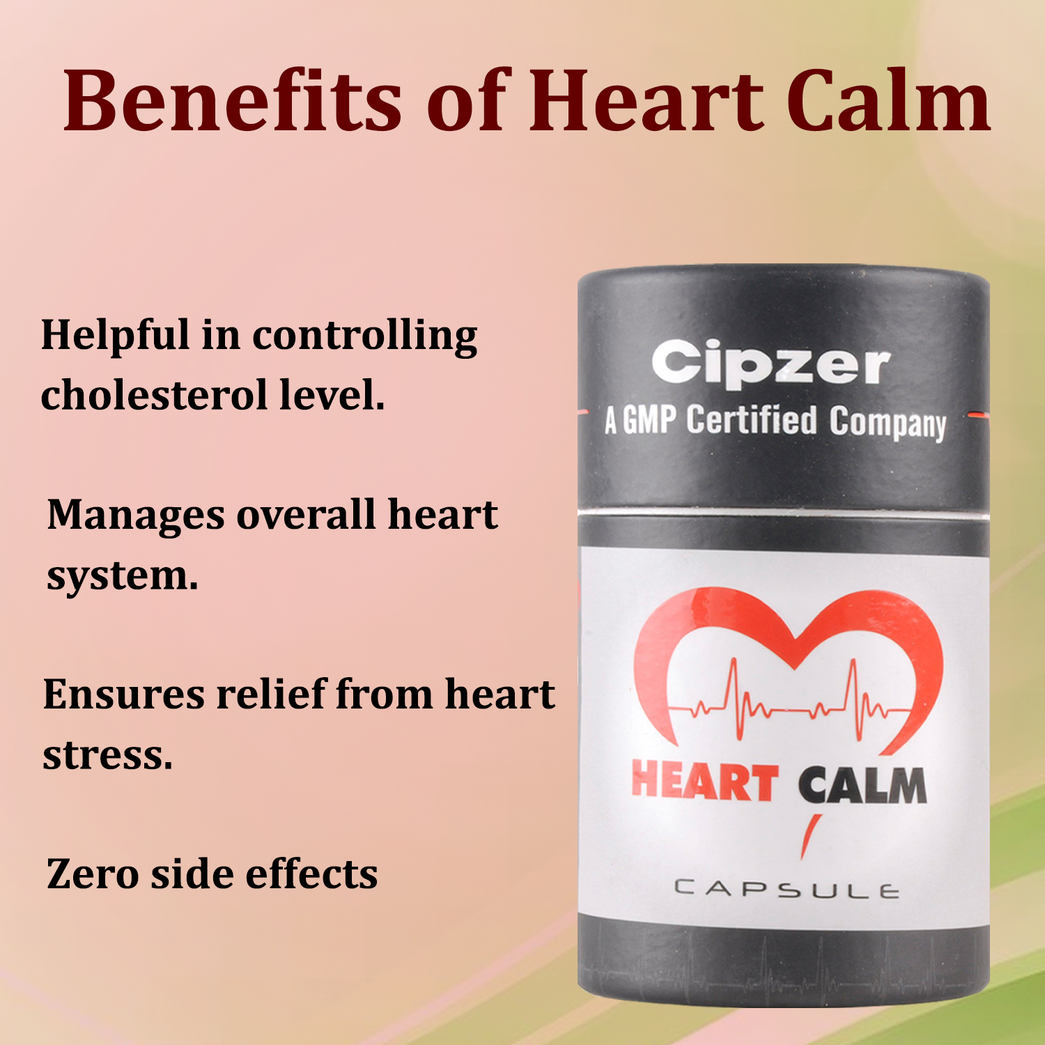 Cipzer Heart Calm Capsule|Ensures relief from heart stress(Pack of 1)-60 Capsules image