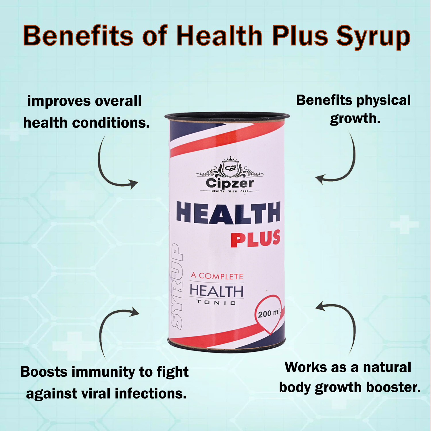 Cipzer Health Plus Syrup | Boosts  immunity to fight against viral infections(Pack of 1)-500 ml image