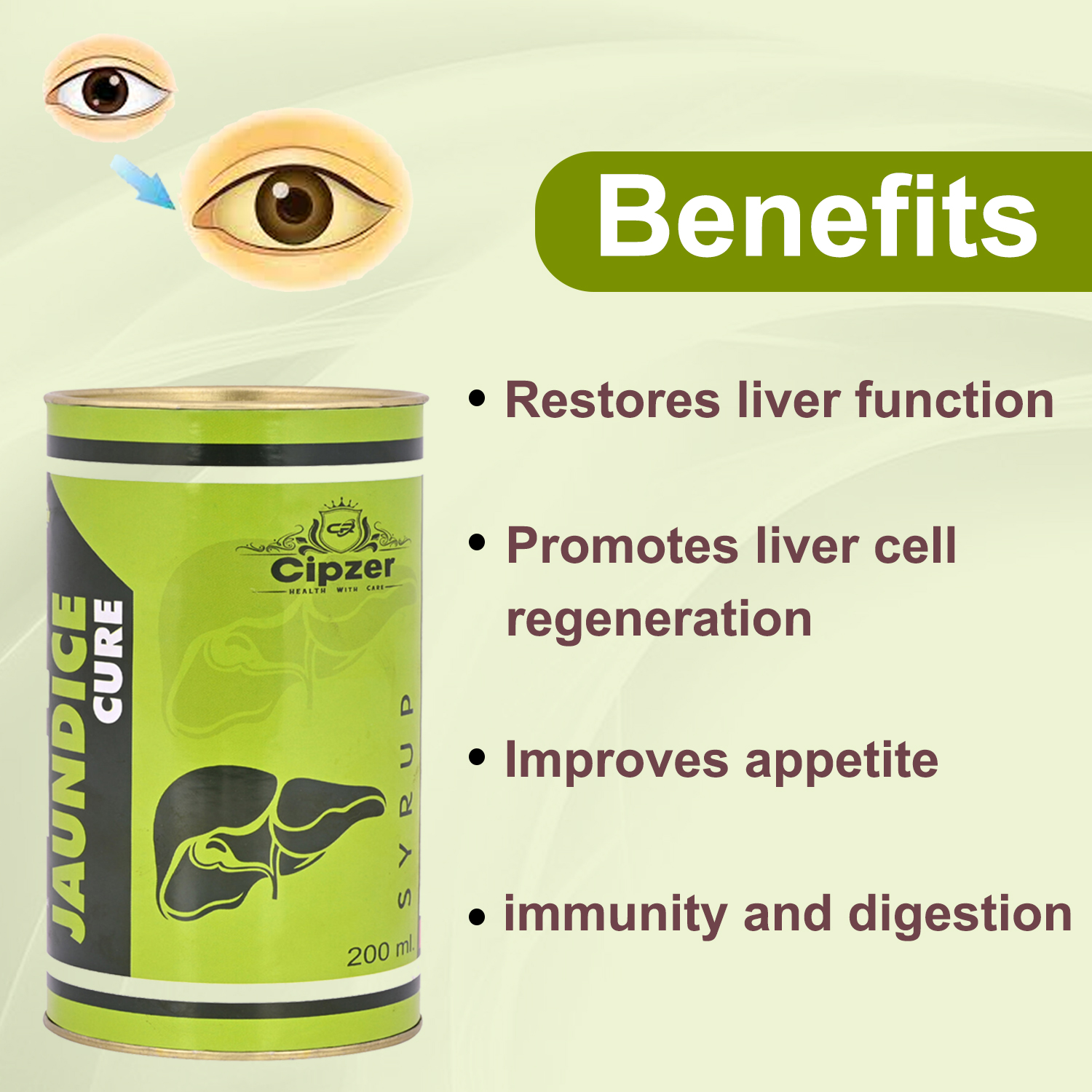 Cipzer Jaundice Cure|Useful in (Jaundice) and loss of appetite. Also Improves digestive system(Pack of 1)-200 ml image