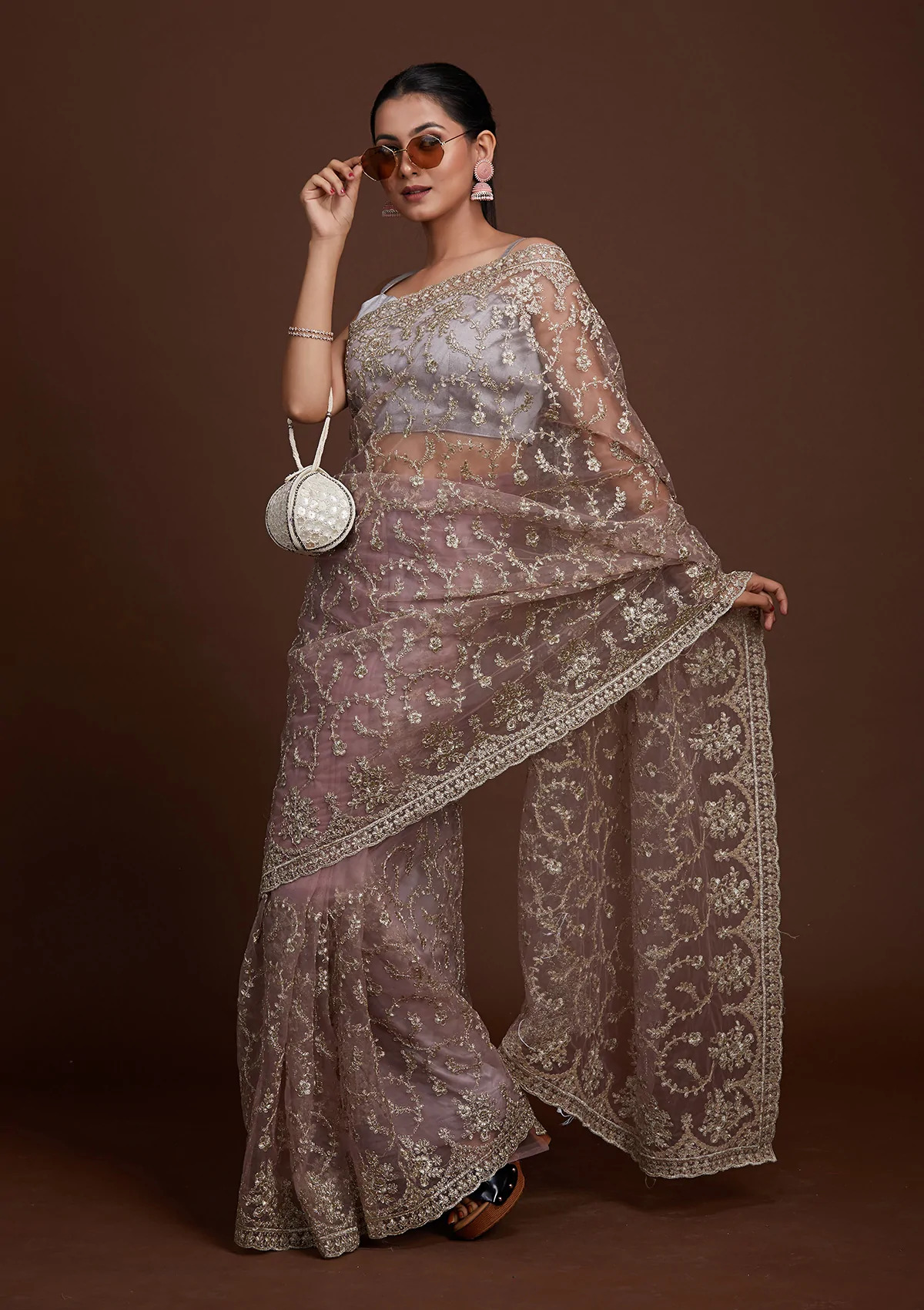 Soft Net Designer Sarees image