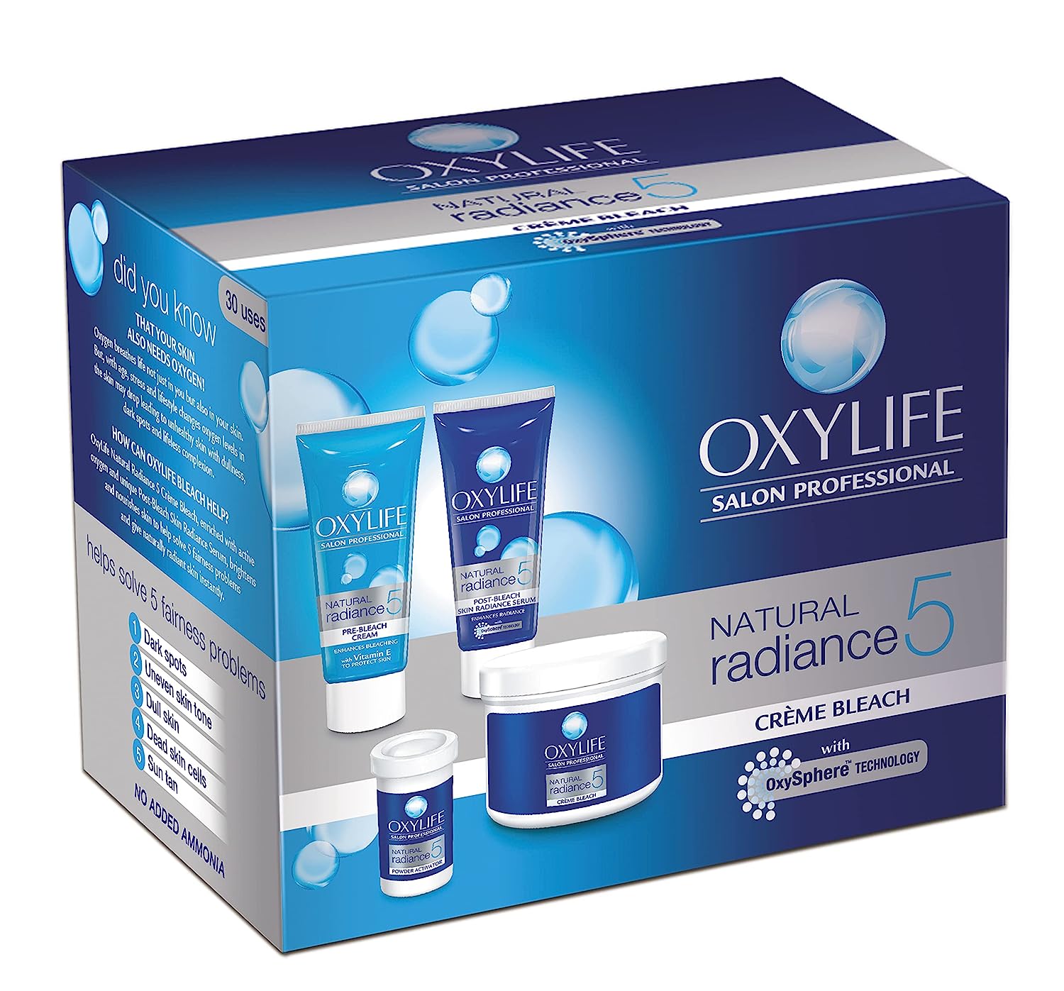 Oxylife Salon Professional Natural Radiance 5 Crème Bleach - 310g , Pack Of 1, Professional Eco Size Specially For Beauty Parlours & Salon, FREE Gift image