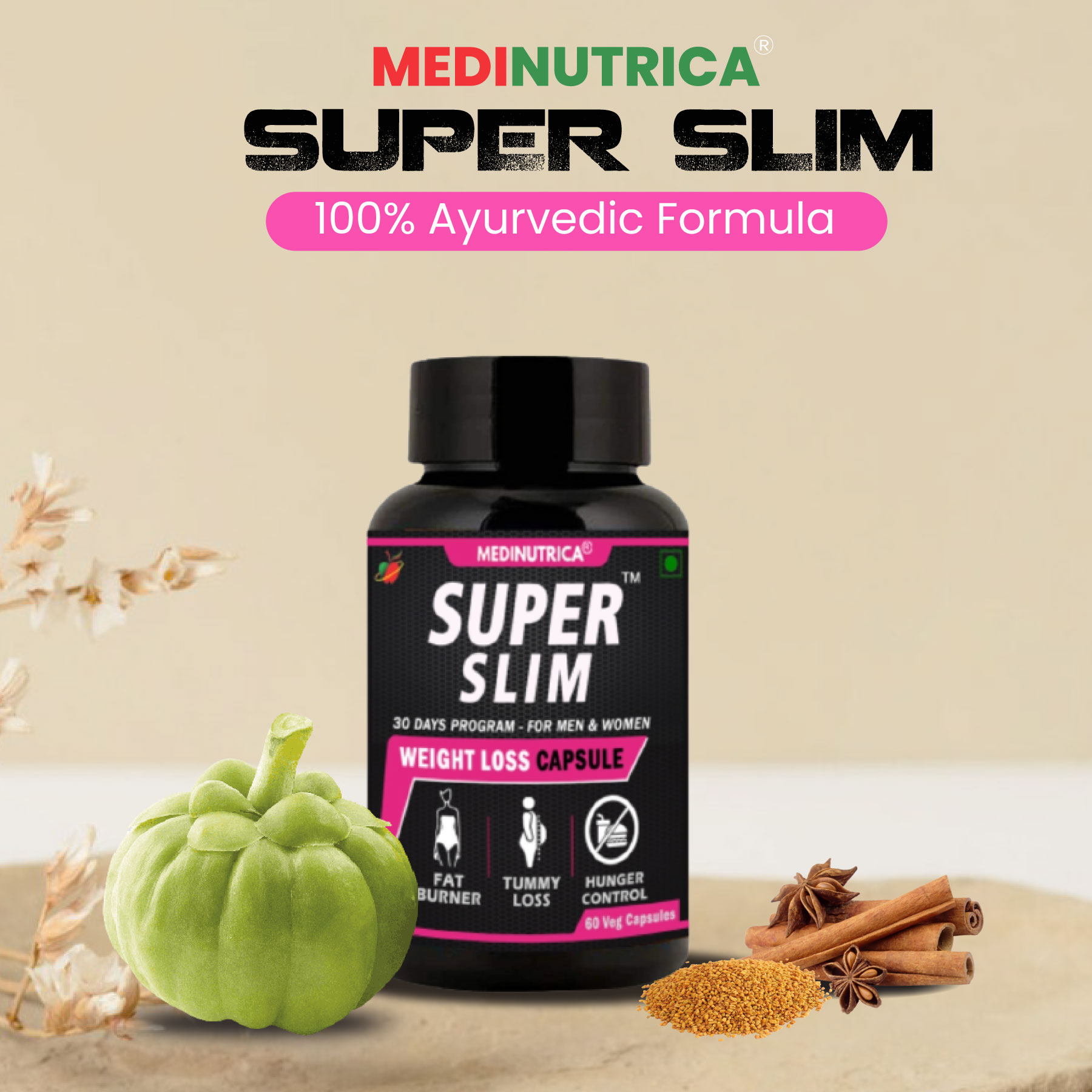 Super Slim 60 Veg Capsules Best Herbal Products for Weight Loss  image