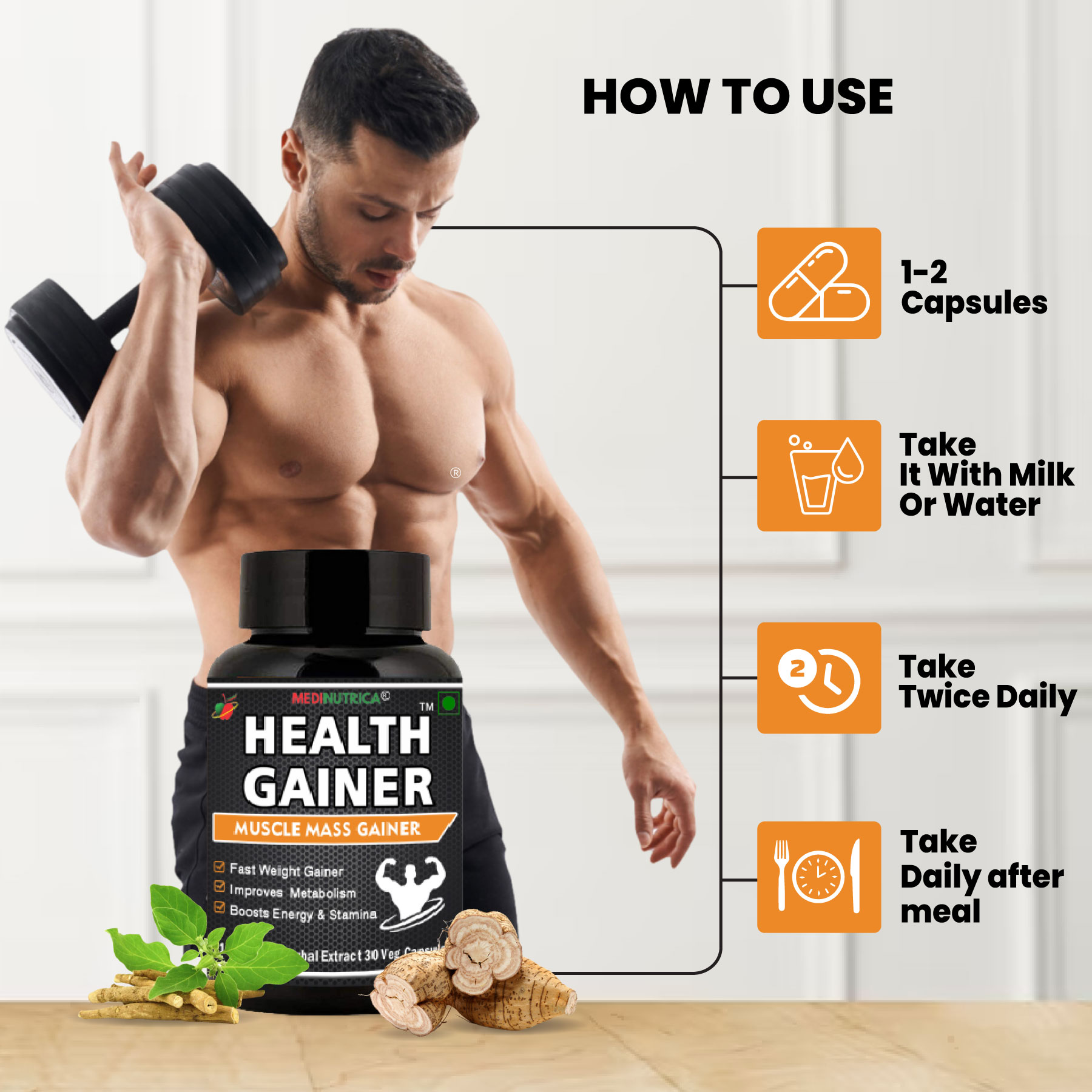 Health Gainer (Weight Gainer) 30 Veg Capsules image