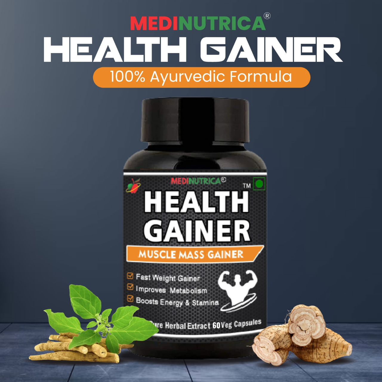 "Health Gainer 60 Veg Capsules " image