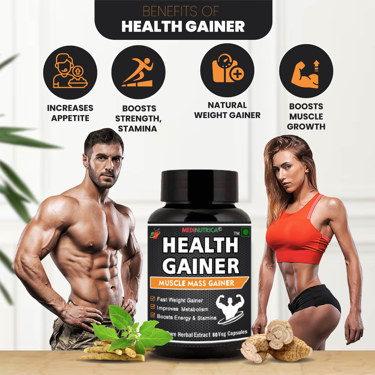 "Health Gainer 60 Veg Capsules " image