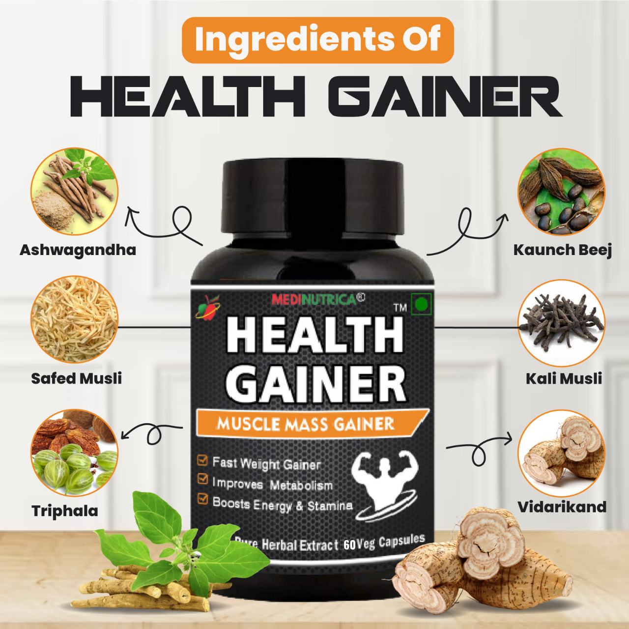 "Health Gainer 60 Veg Capsules " image