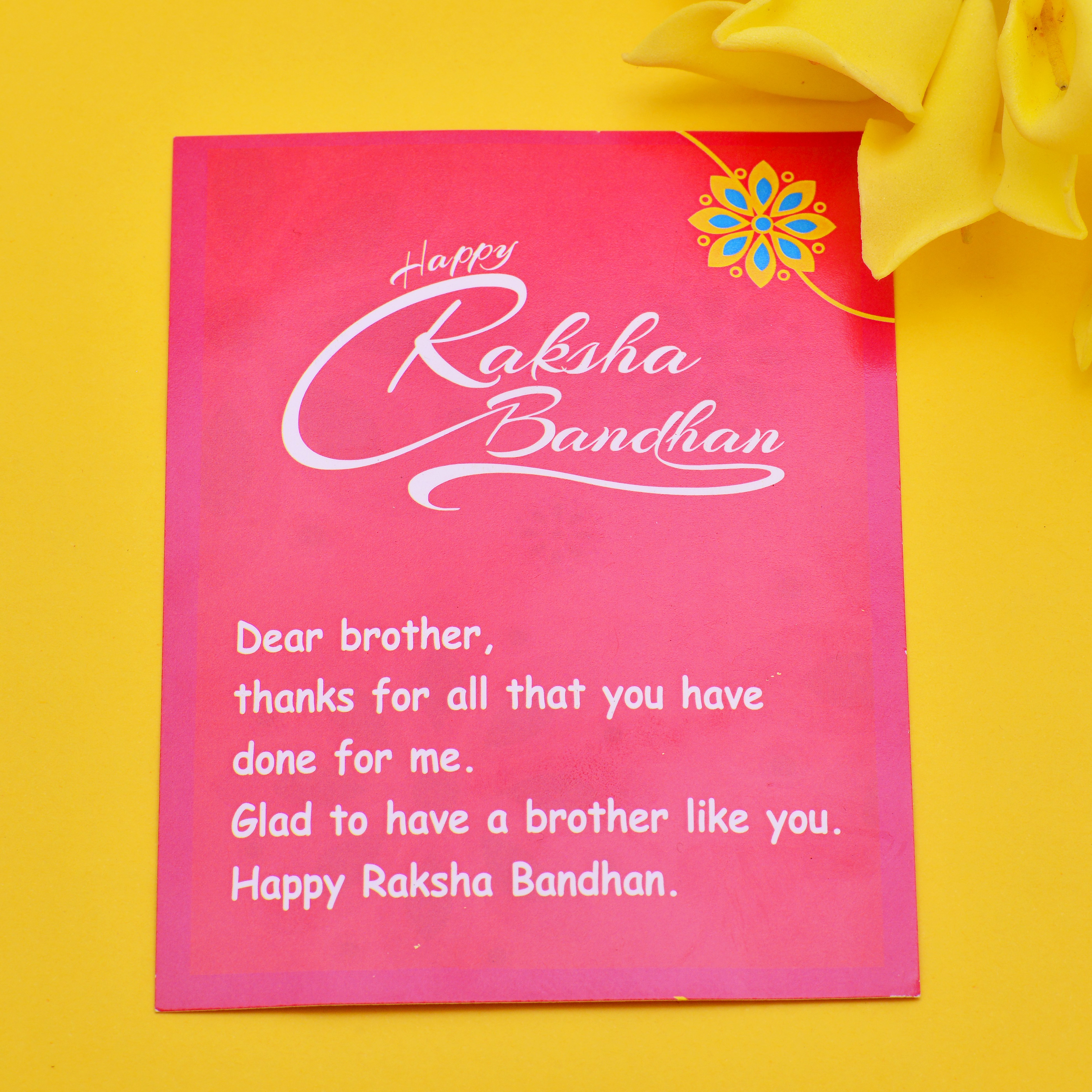 CARATWALA Handmade Designer HANSA HAND RAKHI COMBO with BEAUTIFUL THREADS and ROLI CHAWAL with RAKSHA BANDHAN GREETING CARD image