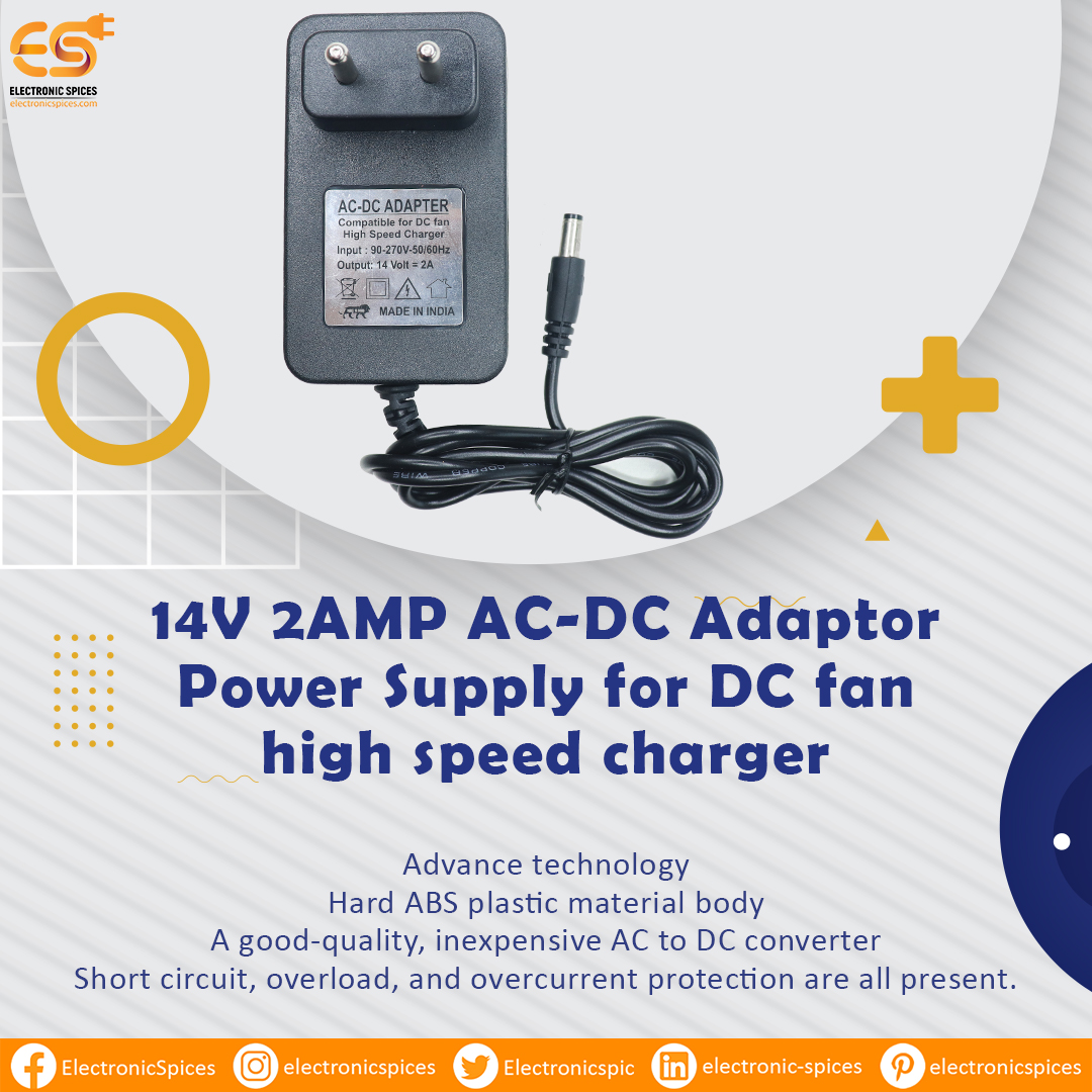 14V 2AMP AC-DC Adaptor Power Supply for DC fan high speed charger image