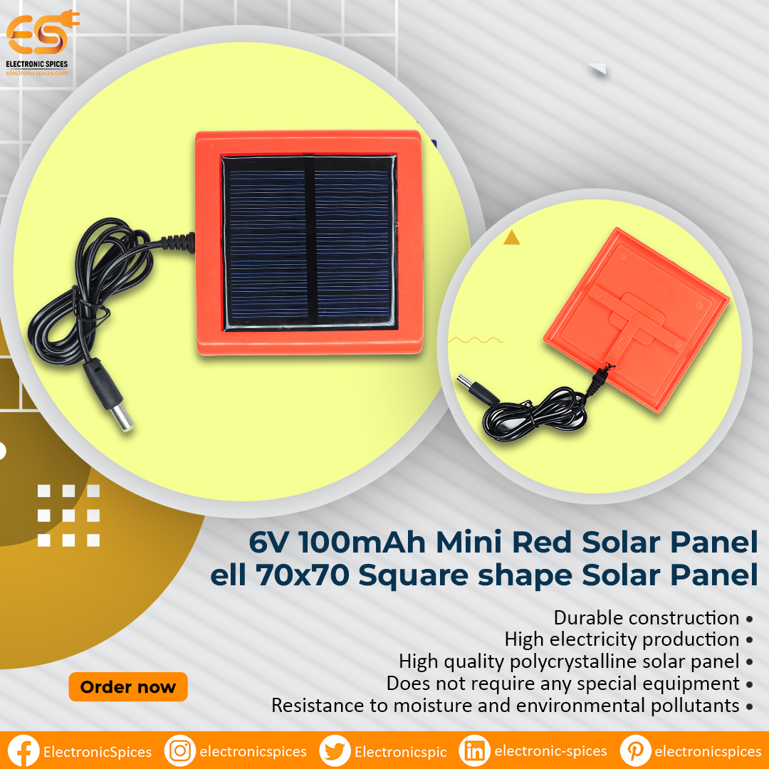 6V 100mAh Mini Red Solar Panel Cell 70x70 Square shape Solar Panel image