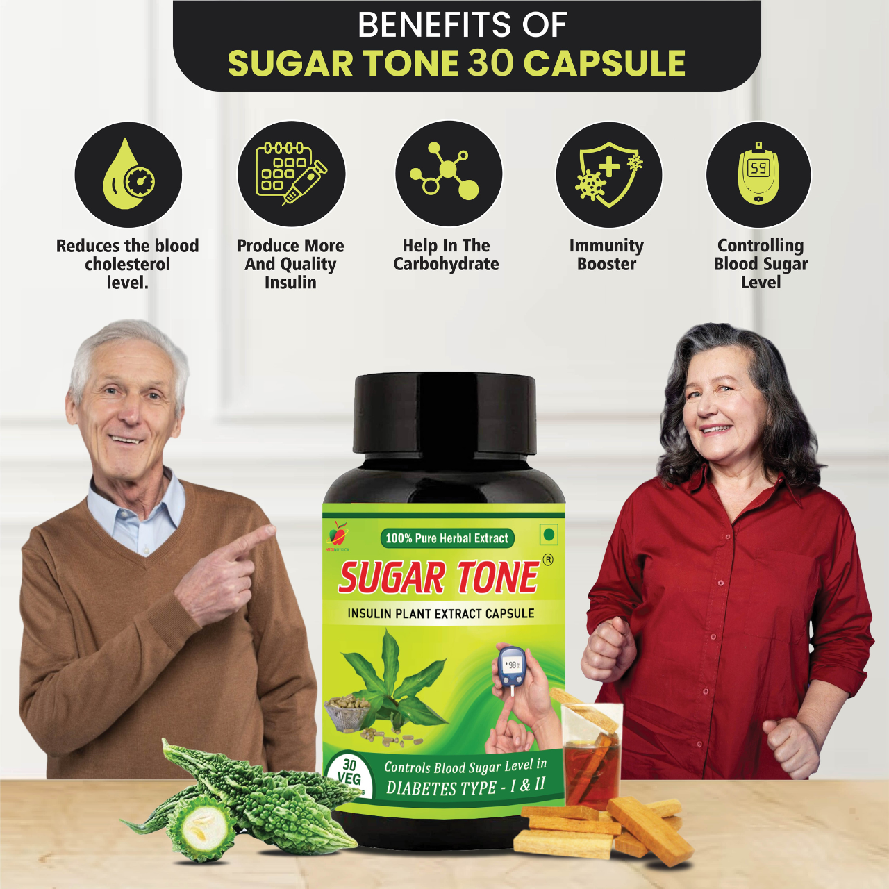 Sugartone Diabetes Control 30 Veg Capsules  image