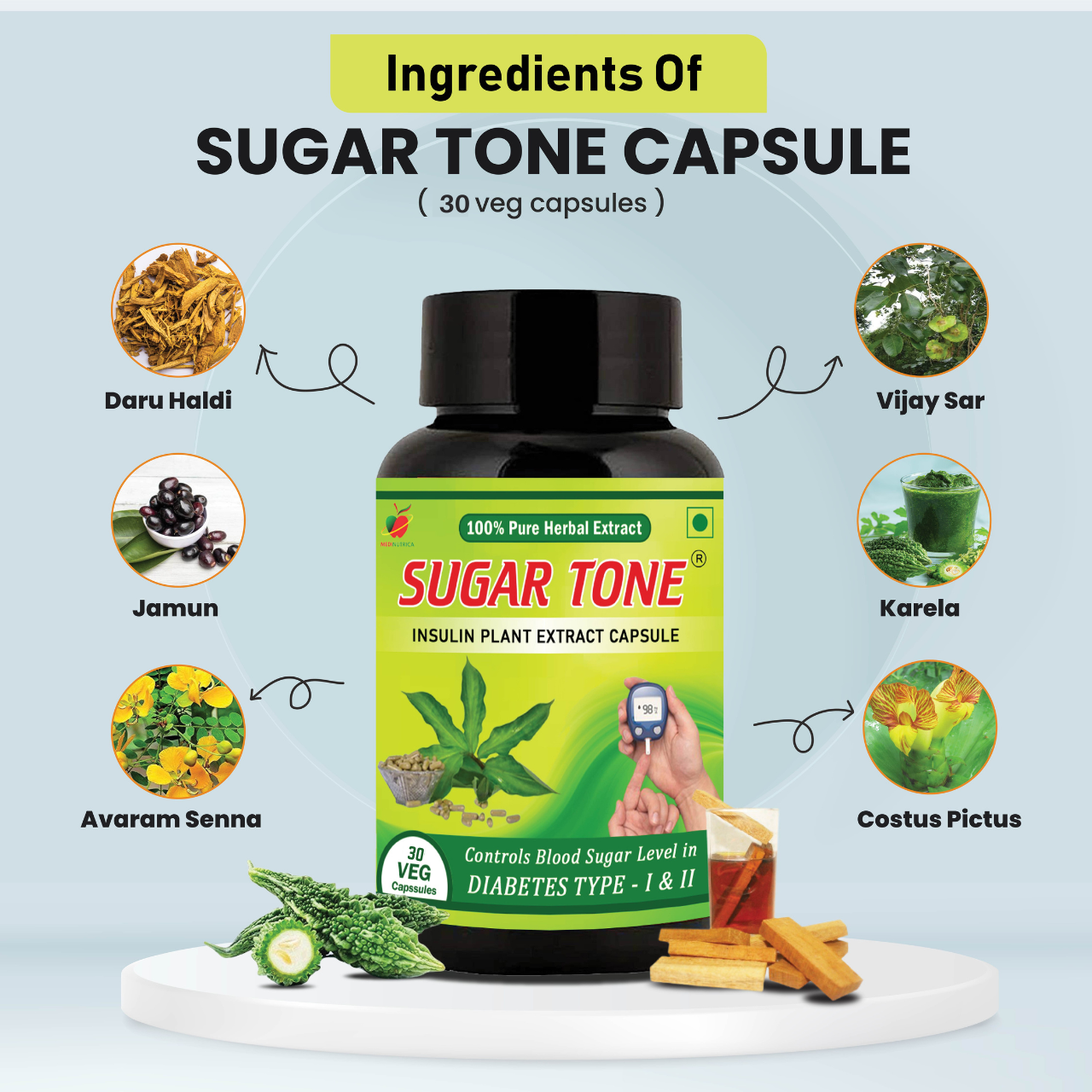 Sugartone Diabetes Control 30 Veg Capsules  image