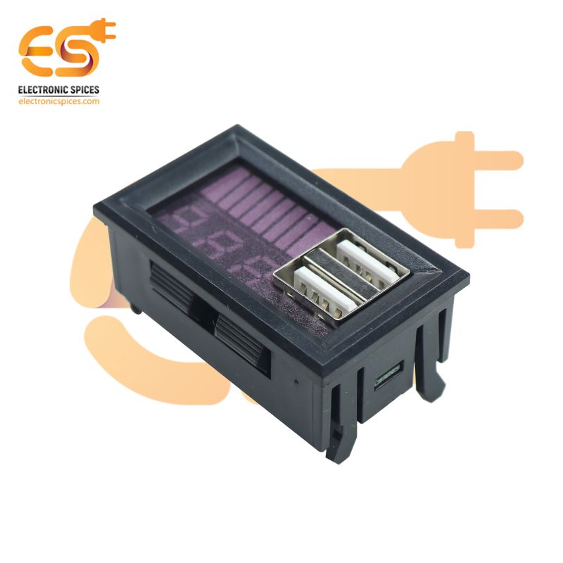 Digital Battery Voltmeter Indicator with Dual USB 12V To 5V Step-down image