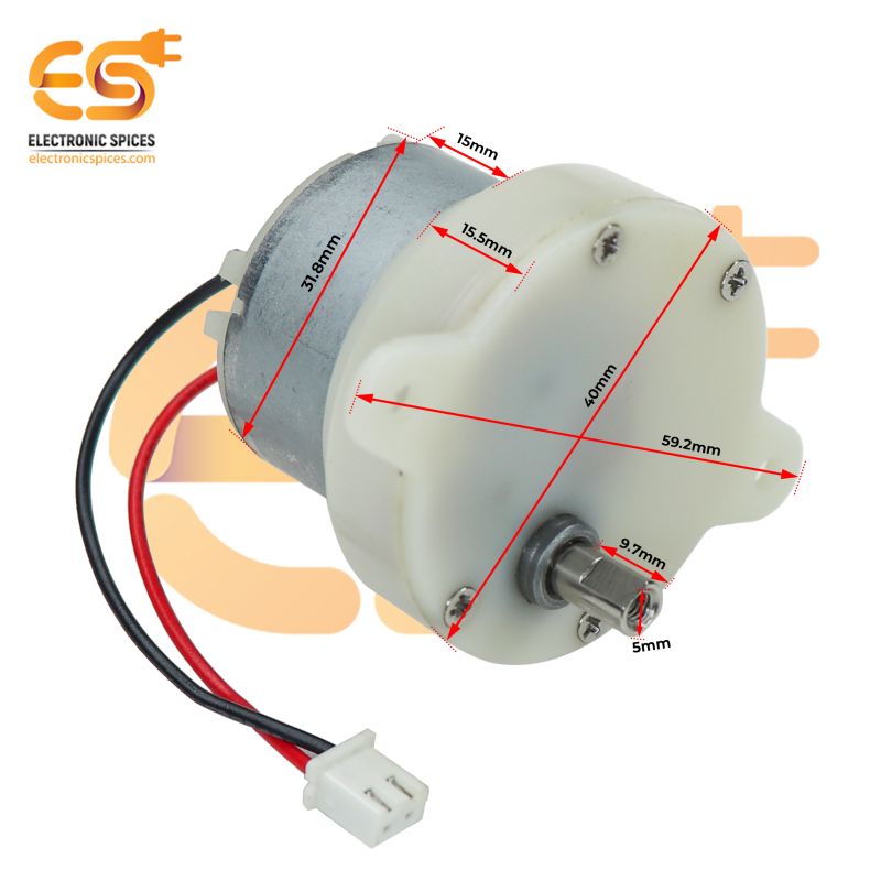 12V DC Gear Motor, Slow Speed 4mm Small Shaft Centre Electric Gearbox Motor 2-Wire Connecting image