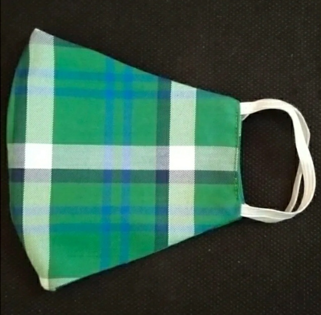 Green Plaid Cotton Face Mask image