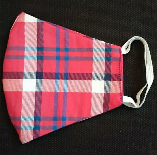 Red Plaid Cotton Face Mask image