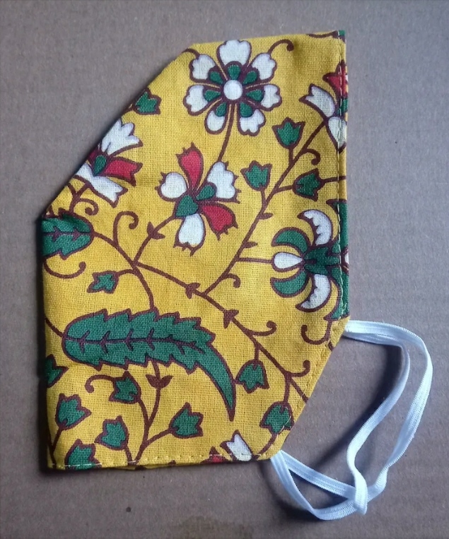 Multicolored Block Printed Cotton Face Mask image
