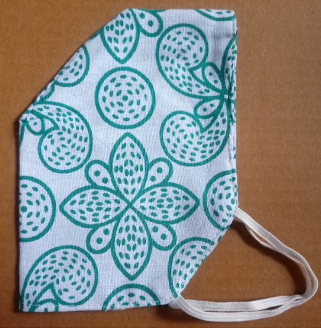 Green Block Printed Cotton Face Mask image