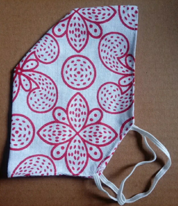Red Block Printed Cotton Face Mask image