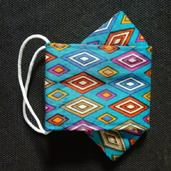 Blue Geometric Origami Cotton Face Mask image