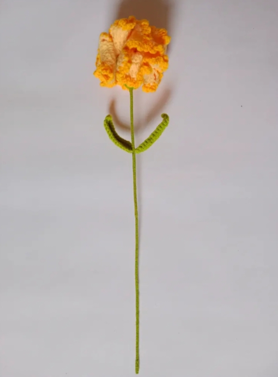 Crochet Woollen (Bright Orange/Pale Dull Orange) Carnation Flower image