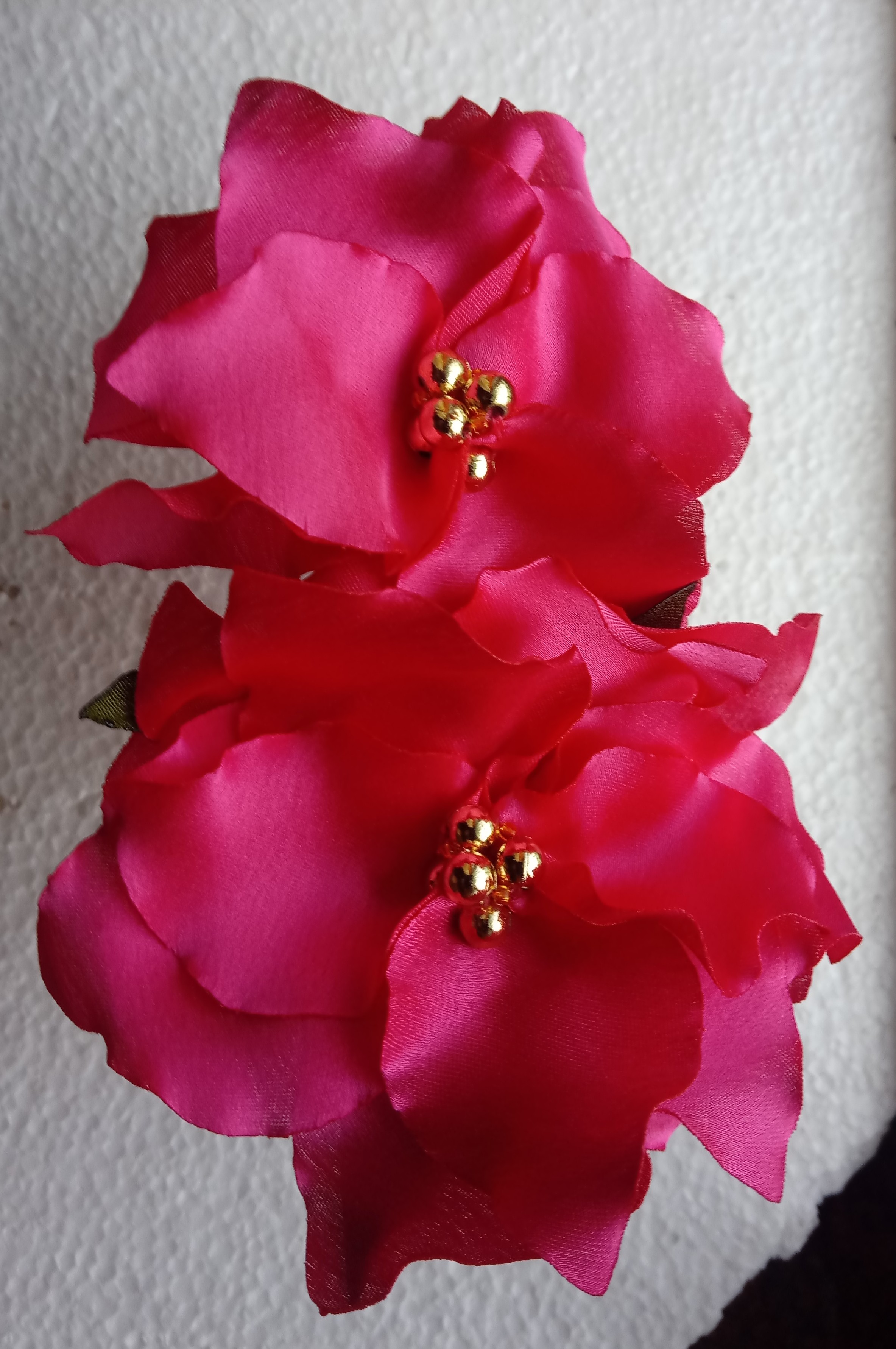 Dark Pink Fabric Flower Bobby Pin Pair image