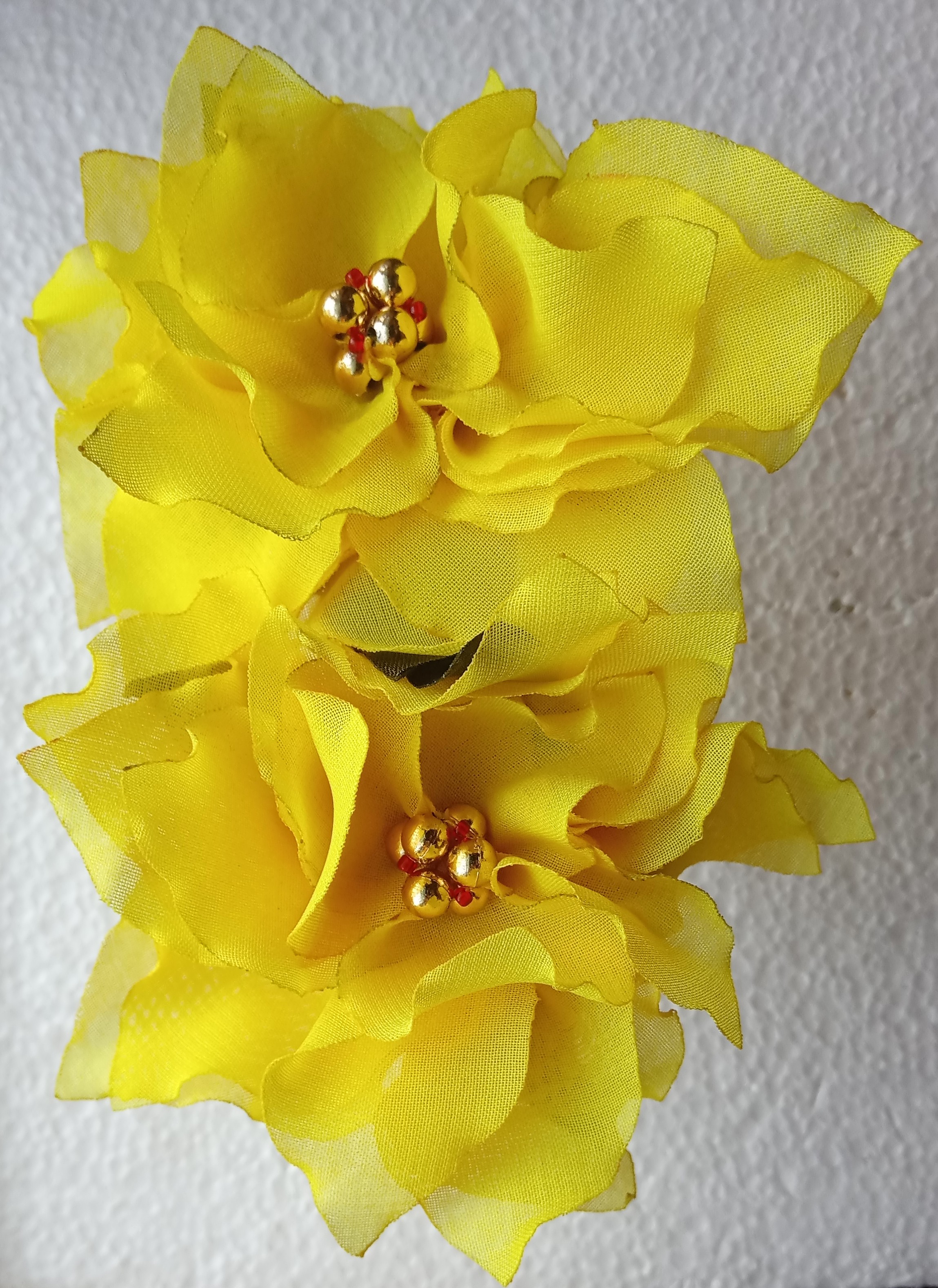 Yellow Fabric Flower Bobby Pin Pair image