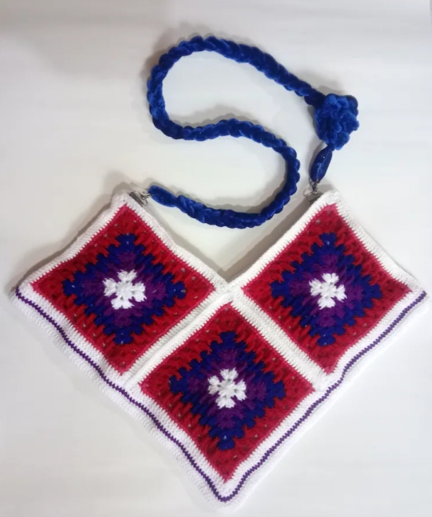 Crochet Woollen Granny Square Sling Bag image