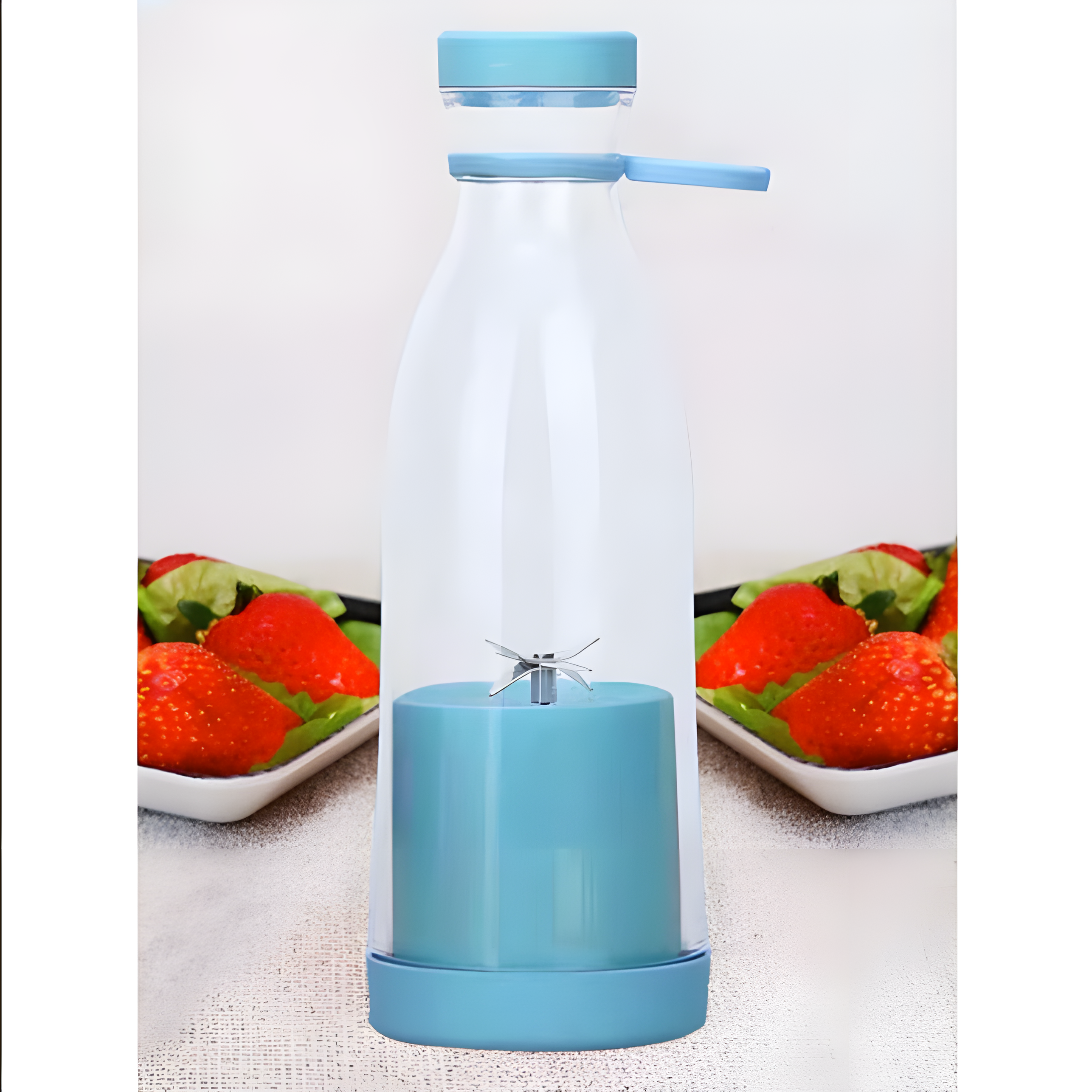 Mini Portable and Rechargeable Juice Maker, Blender Mixer USB Rechargeable Mini Fruit Juicer Blender - Blue image