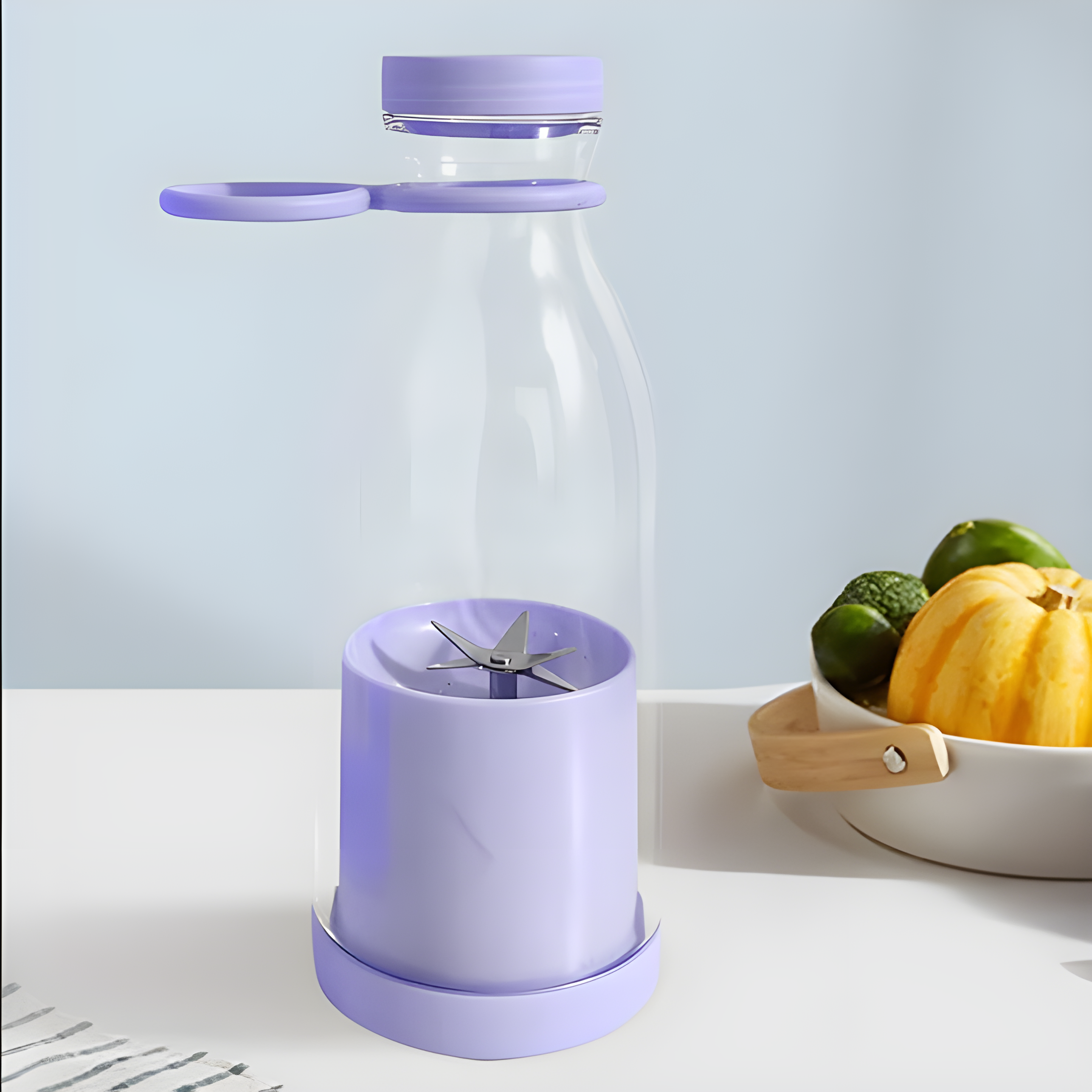 Mini Portable and Rechargeable Juice Maker, Blender Mixer USB Rechargeable Mini Fruit Juicer Blender - Purple image