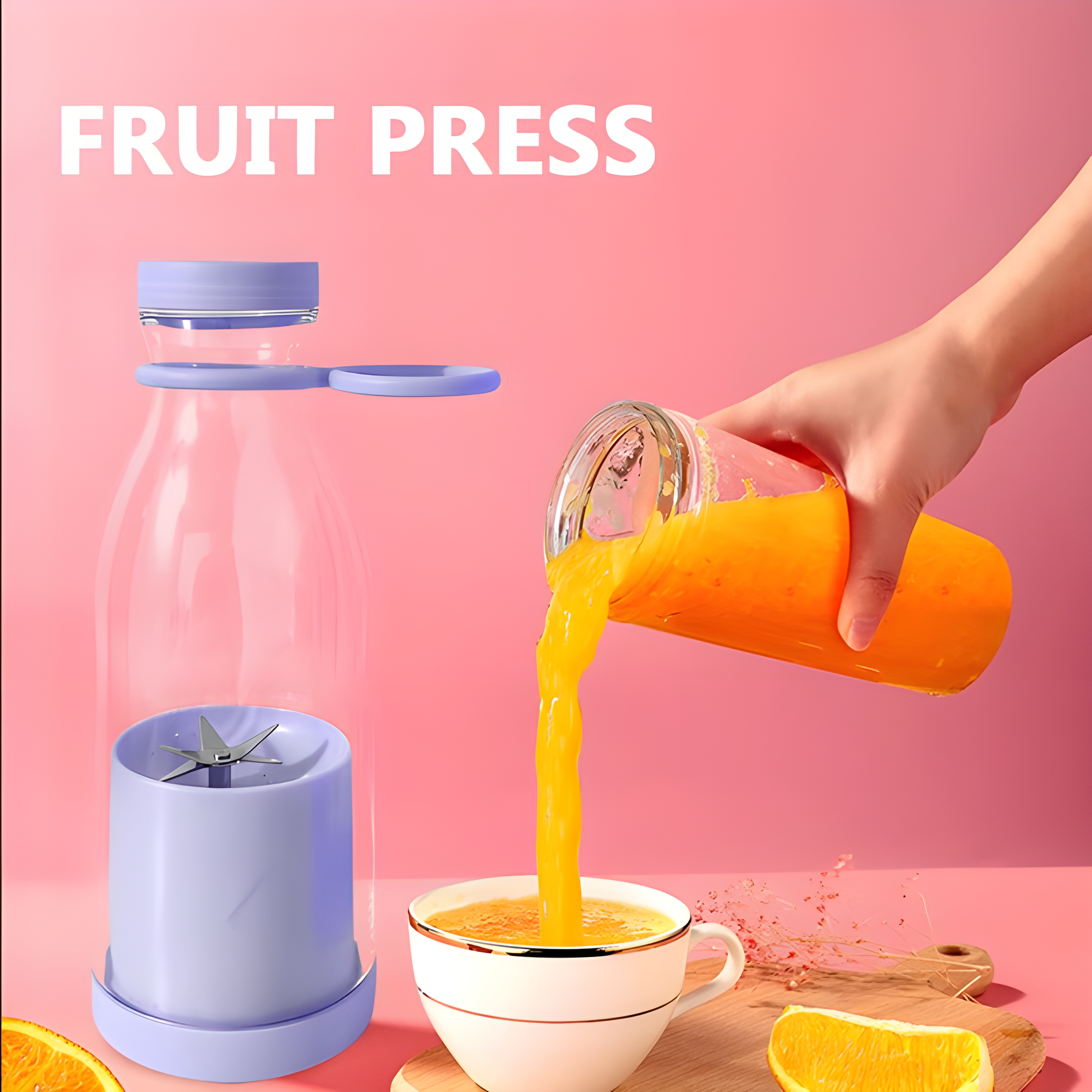 Mini Portable and Rechargeable Juice Maker, Blender Mixer USB Rechargeable Mini Fruit Juicer Blender - Purple image