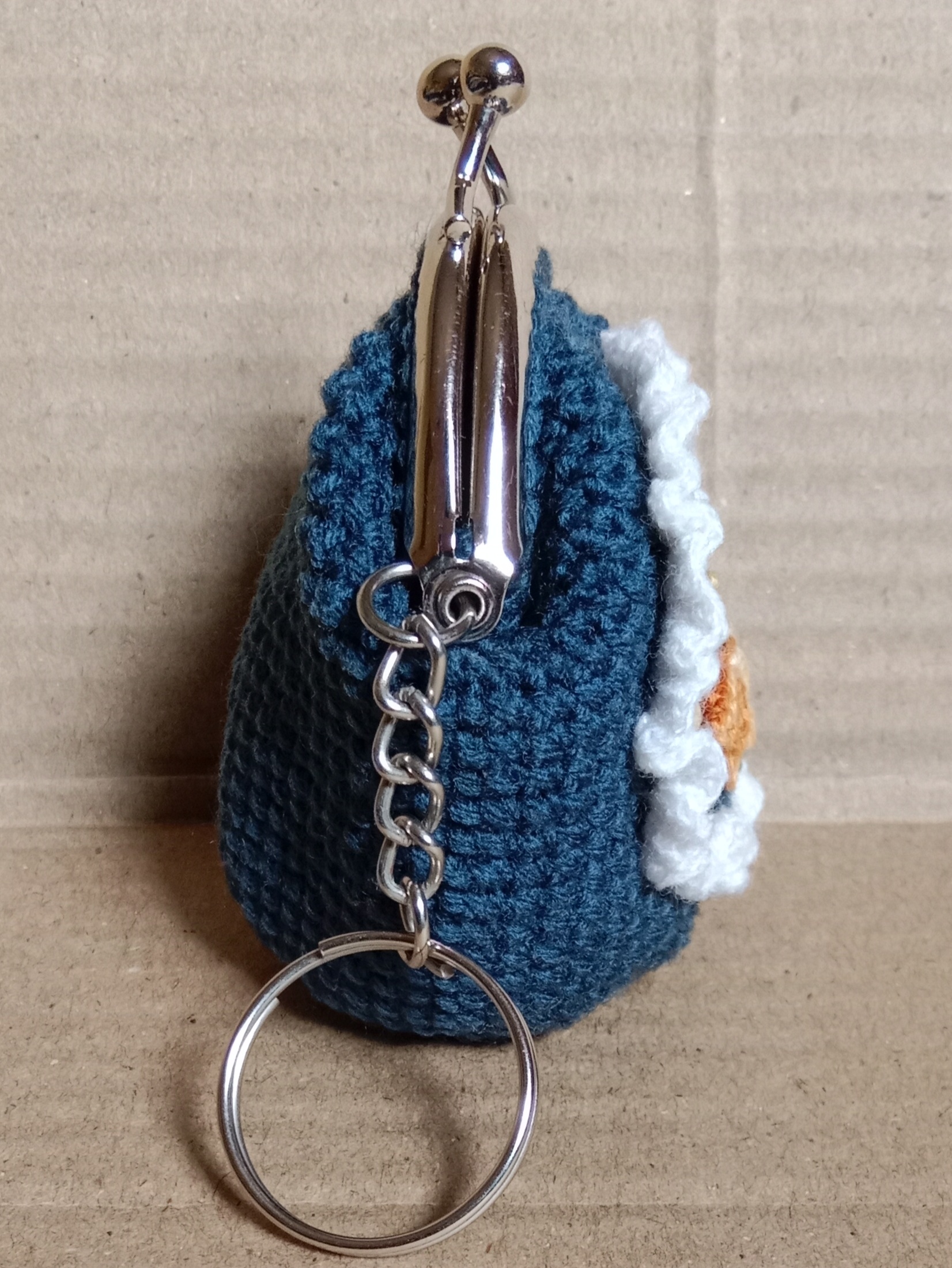 Crochet Woollen Mini Coin Clutch with Keychain image