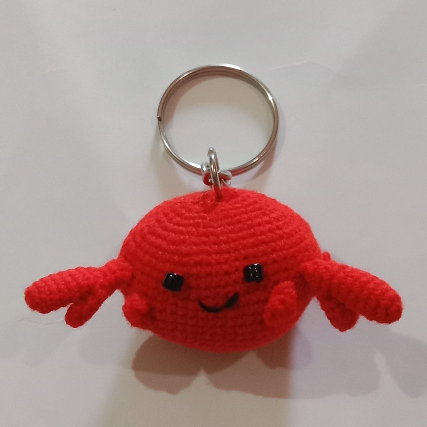 Crochet Woollen Crab Keychain image