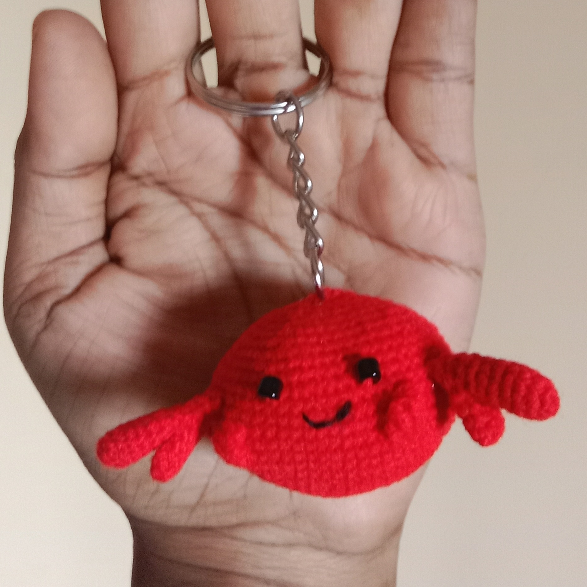 Crochet Woollen Crab Keychain image