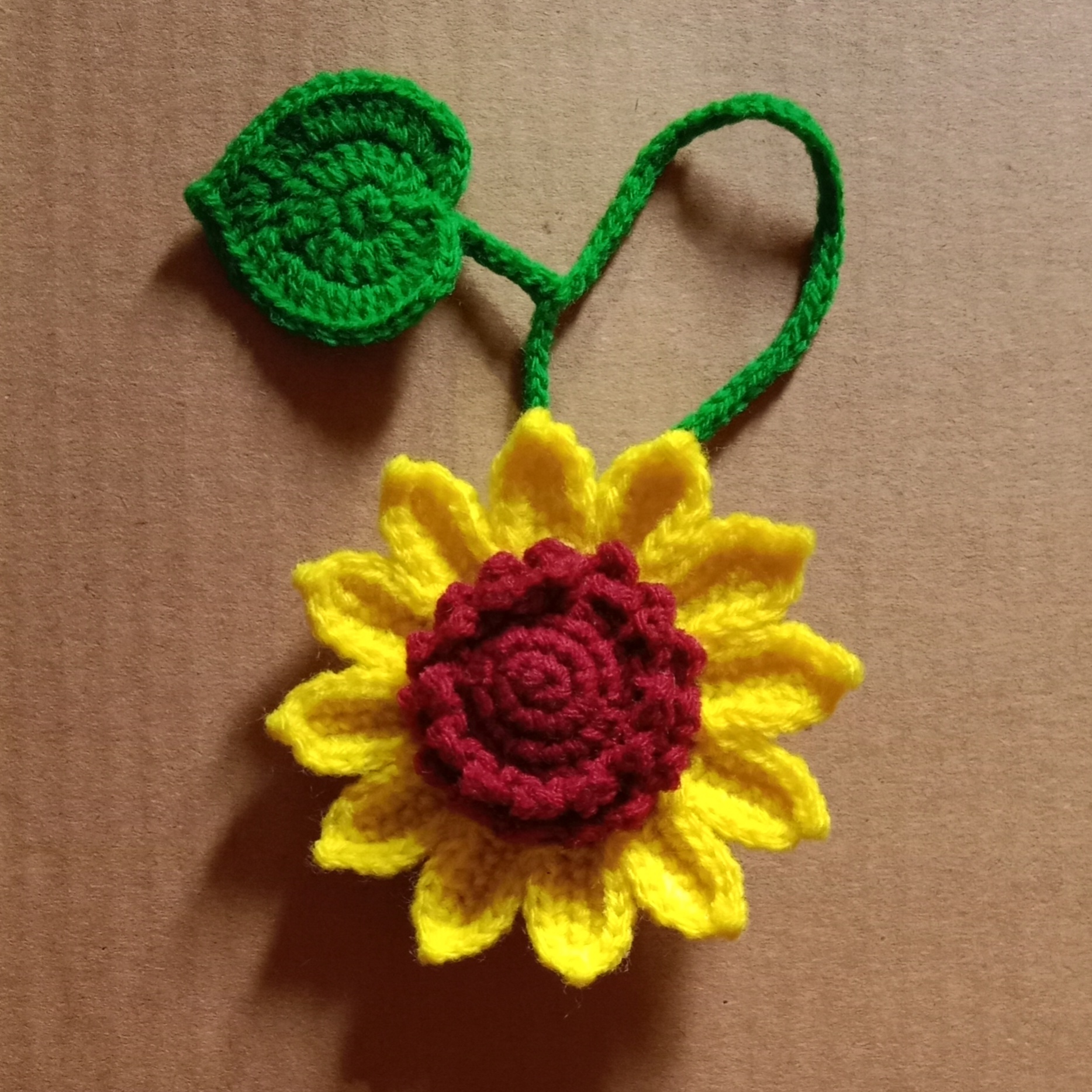 Crochet Woollen Sunflower Keychain image