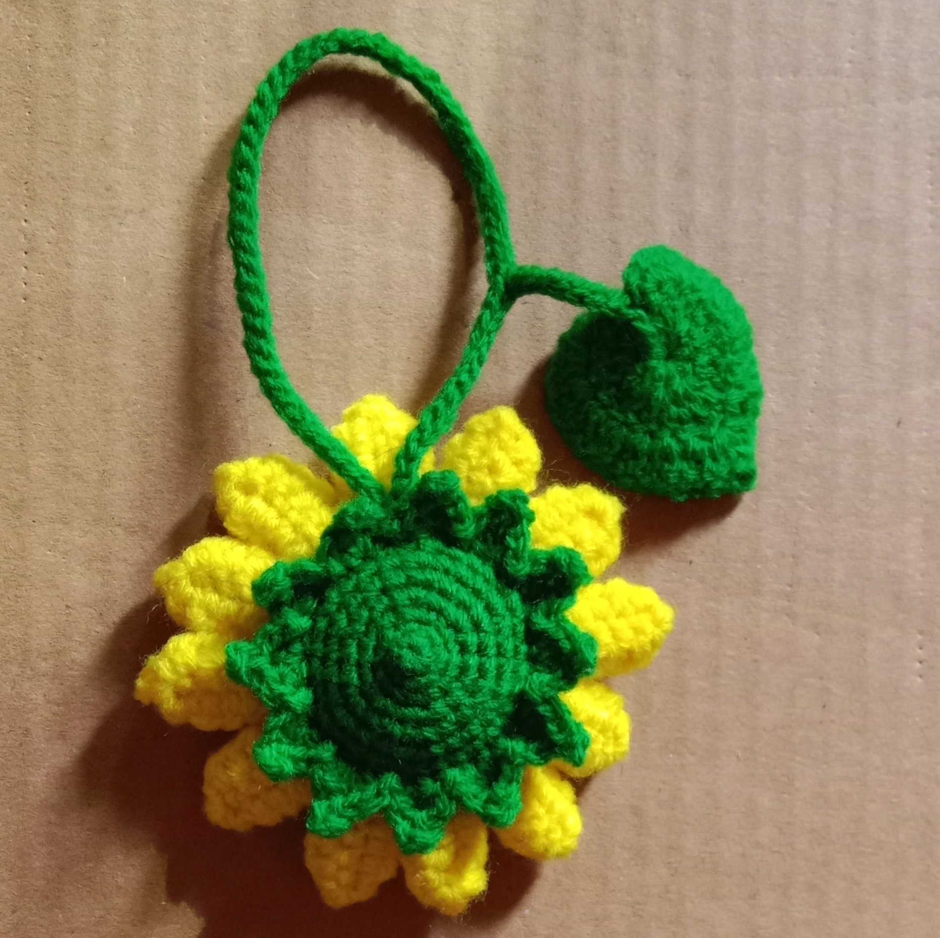 Crochet Woollen Sunflower Keychain image