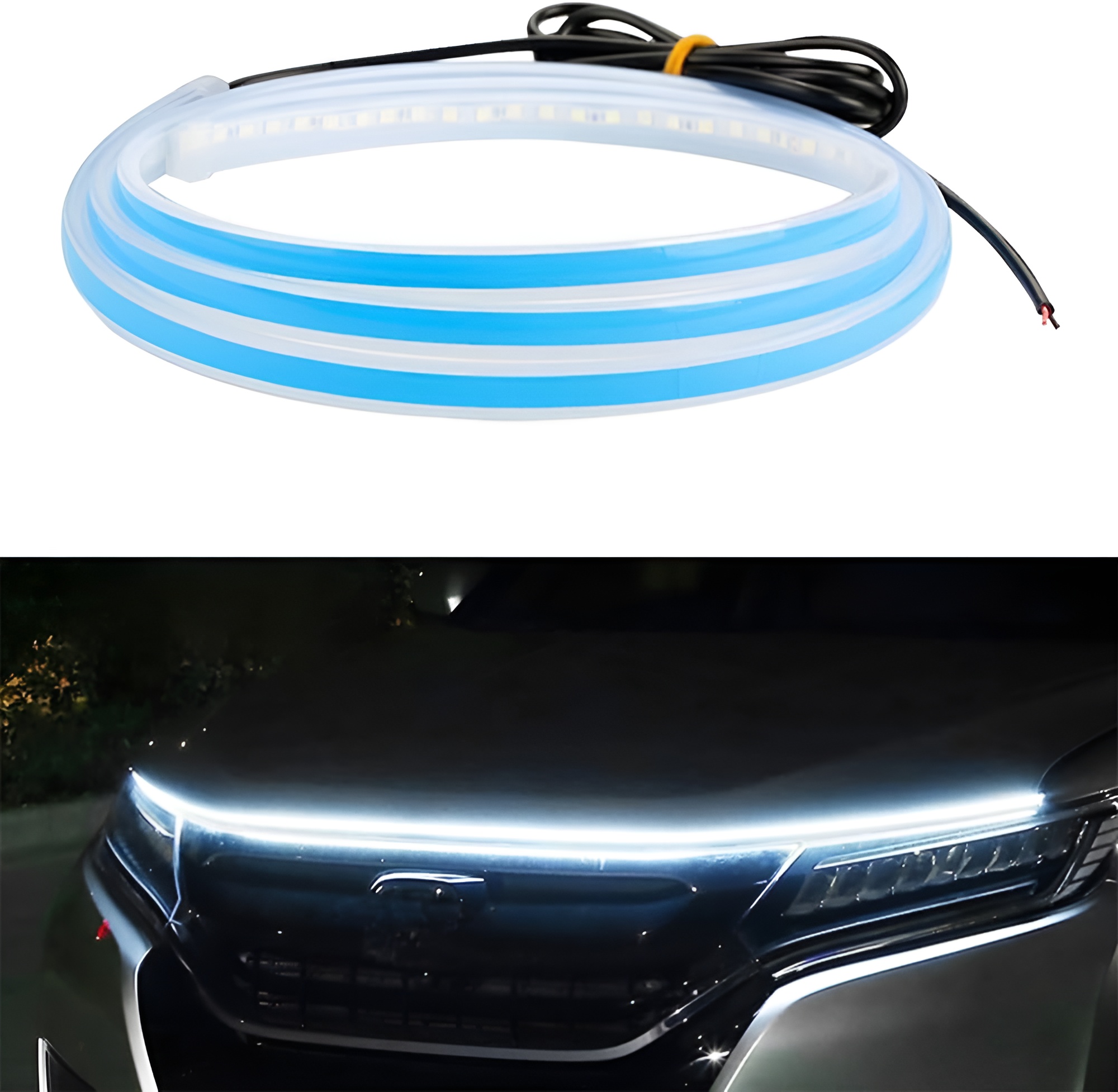 Car LED Strip Light, White Light Flexible LED Strip Lights For Car Hood, 59 Inches Daytime Running Light For Cars image