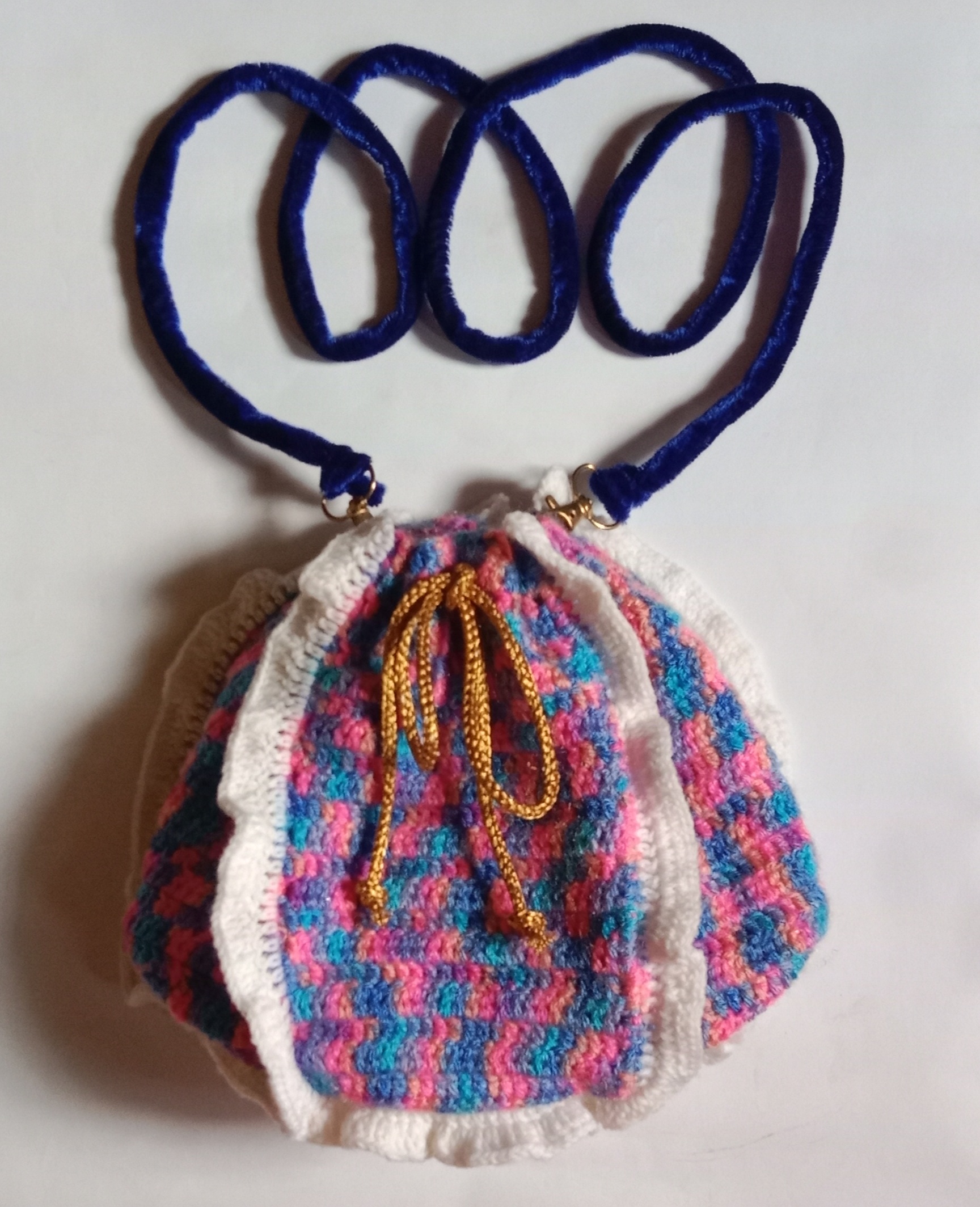 Crochet Woollen Sling Frill Potli Pouch Bag image