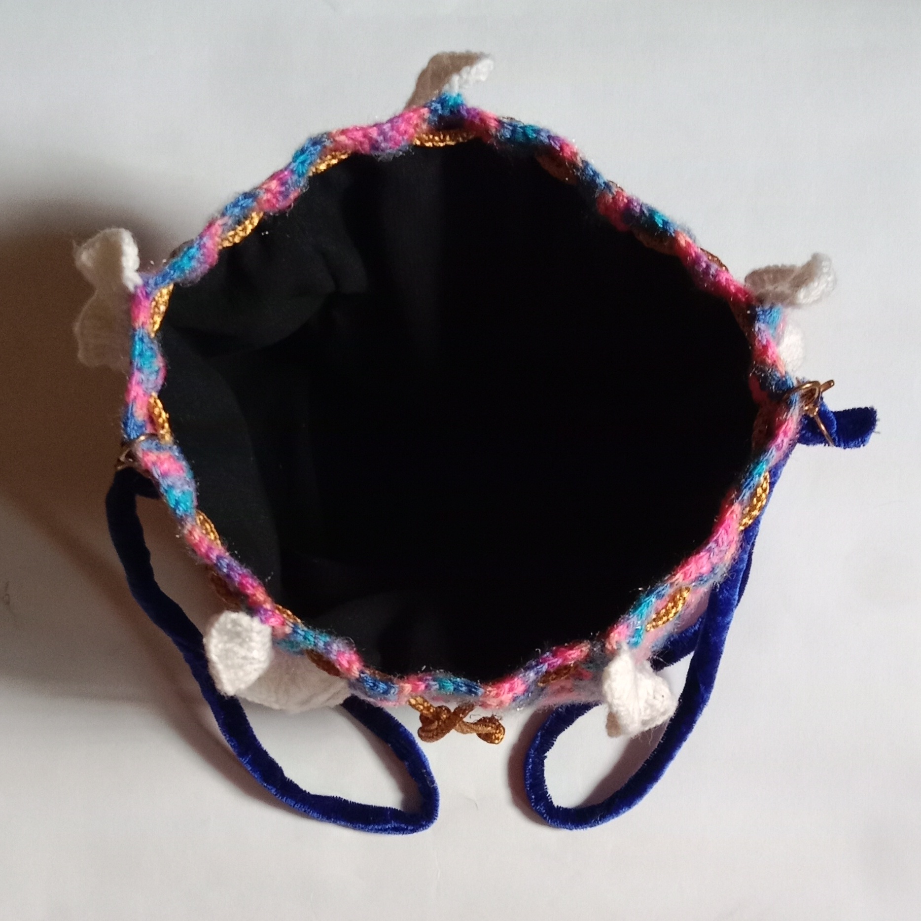 Crochet Woollen Sling Frill Potli Pouch Bag image